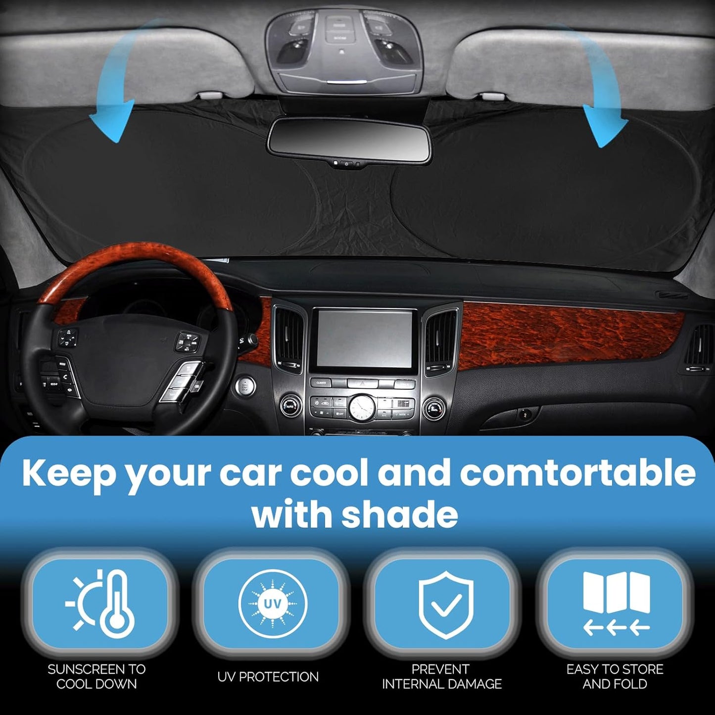 for GLC300 Windshield Sun Shade Foldable Sunshade for Mercedes Benz 2017-2022 GLC SUV Windshield Cover Car Front Window Sun Visor Shield 2024 for Benz GLE350 GLK GLA GLB GL ML350 EQC Car Accessories