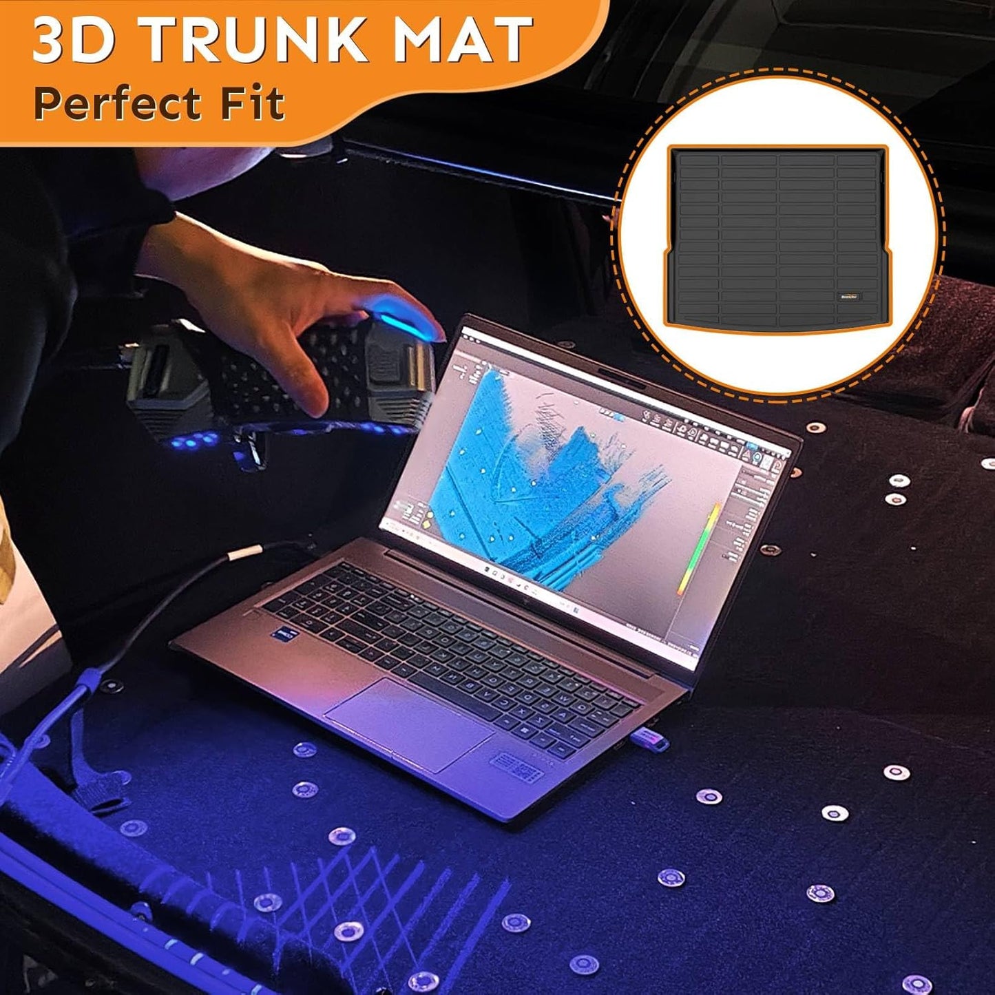 Binmotor-Floor Mats for Ford Expedition Max 2021-2025 (Only for 8 Seats with 2nd Row Bench Seat), TPE All Weather Car Mat for Ford Expedition Max Accessories
