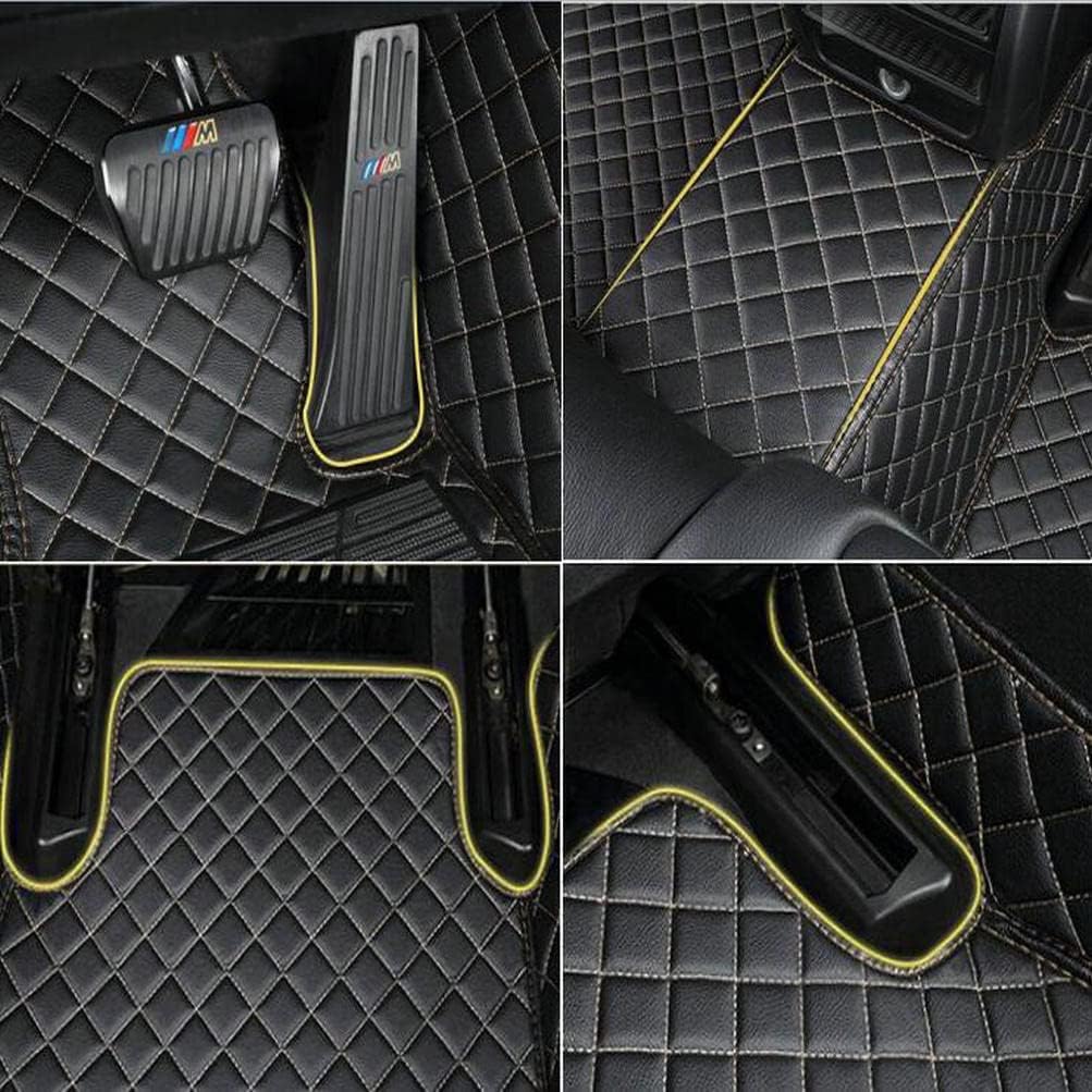 Custom Colors Car Floor Mats Black Pink for 99.9% Sedan SUV Sports， All-Weather Liners Car Floor mat，Luxury Leather Automotive Floor Mats (Black Red,3D Floor Mats)