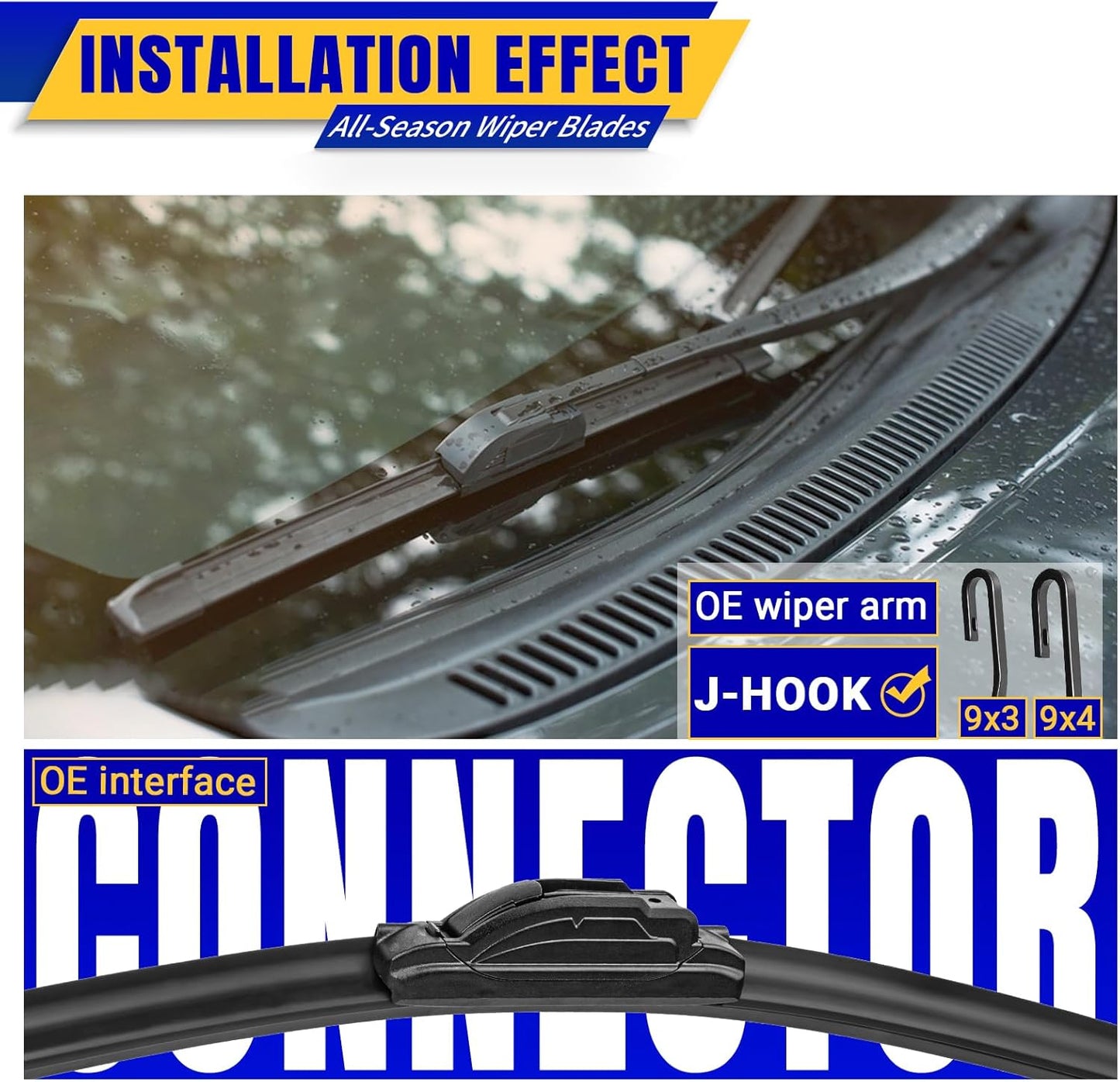 3 wipers Replacement for 2011-2013 Jeep Grand Cherokee/2011-2021 2022 2023 Dodge Durango, Windshield Wiper Blades Original Equipment Replacement - 22"/21"/12" (Set of 3) U/J HOOK