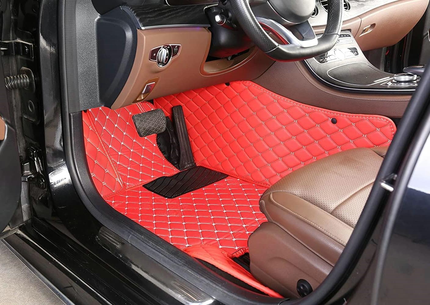Custom Artificial Leather Waterproof All-Weather Car Floor Mats Fit for 99% Sedan SUV Sports Car Vehicle Car Mat (Gray Black Beige)