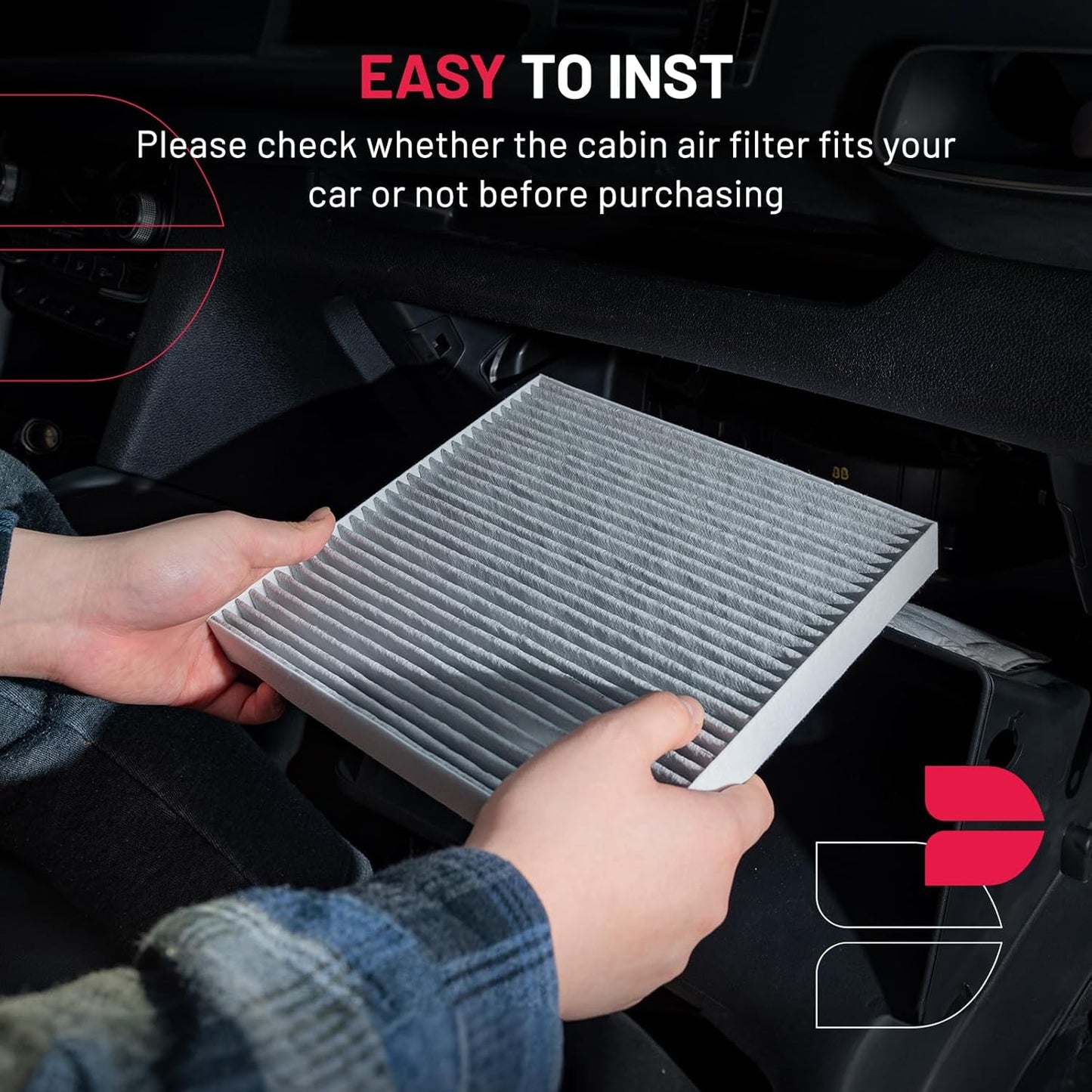BDFHYK CF10329 Cabin Air Filter with Activated Carbon Compatible with Hyundai 2001-2006 Elantra, 2007-2010 Entourage, 2003-2008 Tiburon, Compatible with Kia 2006-2010 Sedona 3.8L V6