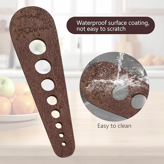 2 Pcs Herb Stripper Tool, Wooden Herb Stripper Vegetable Leaf Remover 8 Different Aperture Designs Wood Stripping Strippers Suitable for Herbs, Parsley, Coriander, Thyme, Rosemary (Brown)