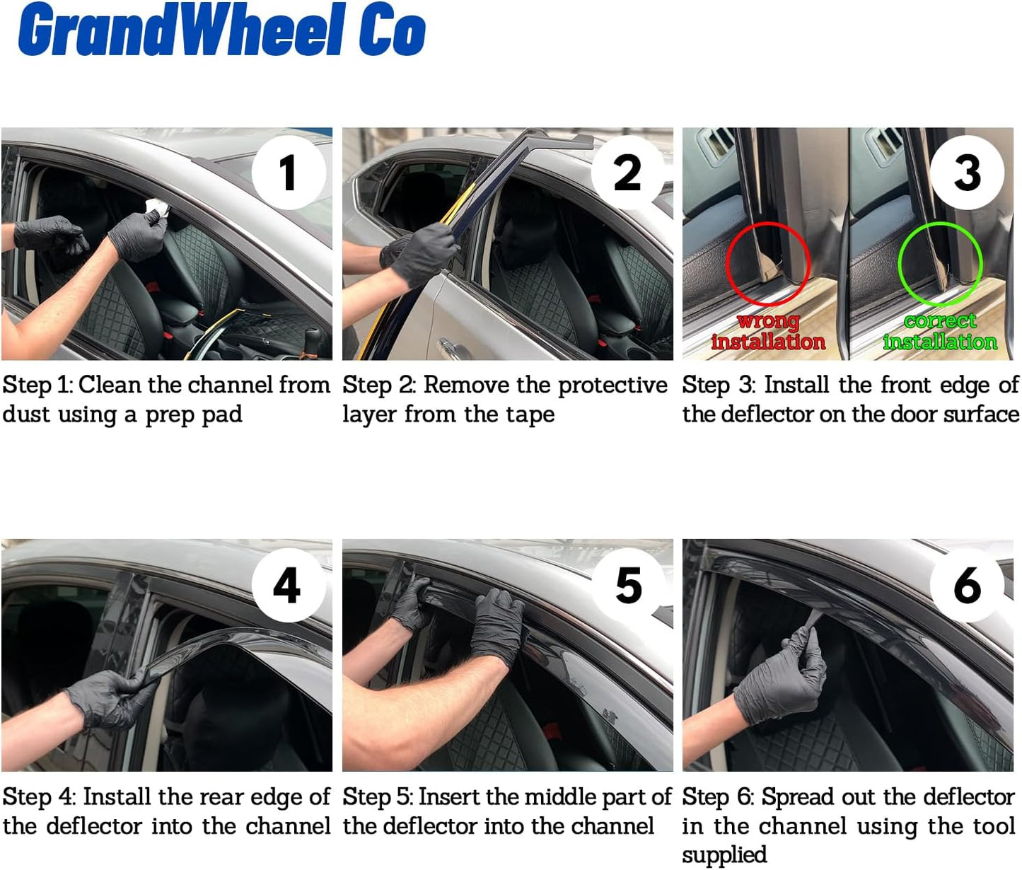 Window Deflectors Smoke Tinted In-Channel Side Window Vent Visor Deflectors Rain Guards Compatible with Grand Caravan 2008-2020 - 4 pcs. GW0584