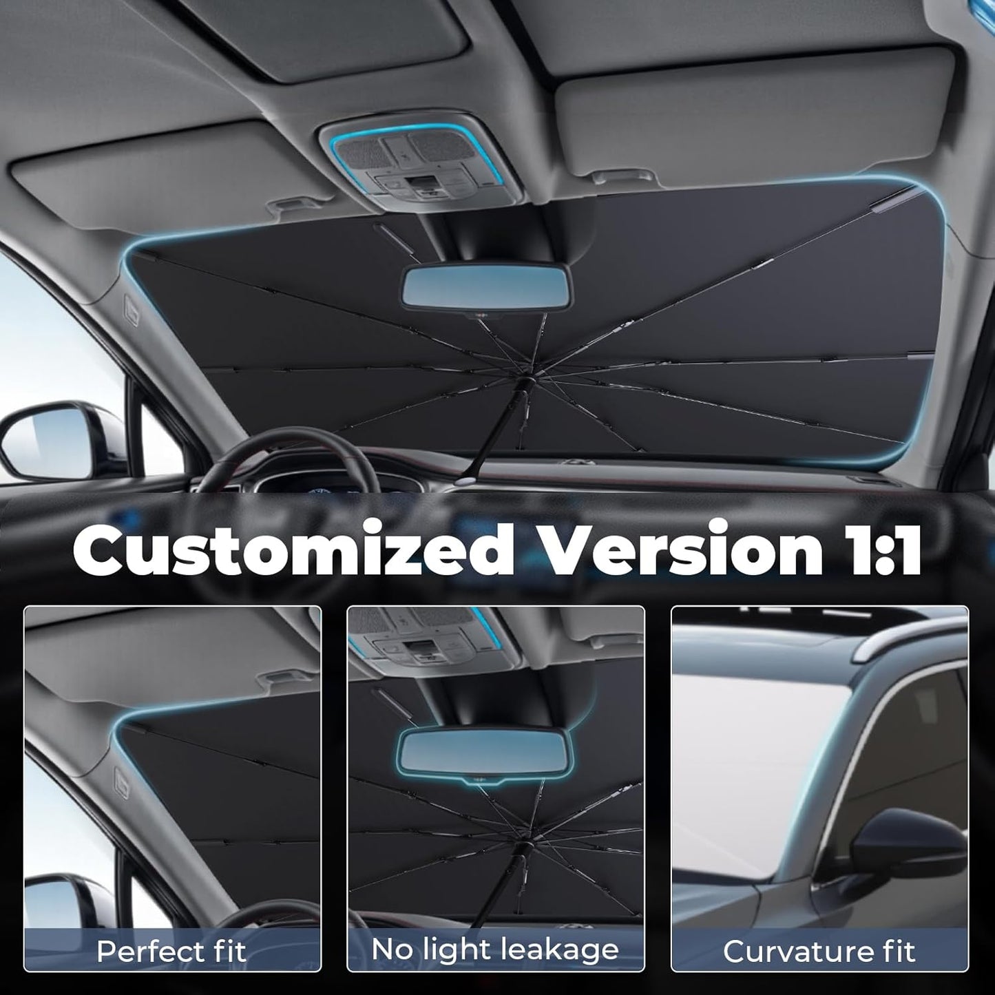 Windshield Sun Shade Umbrella: for Ford Maverick-2022-2023-2024 2025 - Front Ford Maverick Hybrid XL XLT Custom Car Window Shades - Foldable Sunshades Block UV Keep Cool