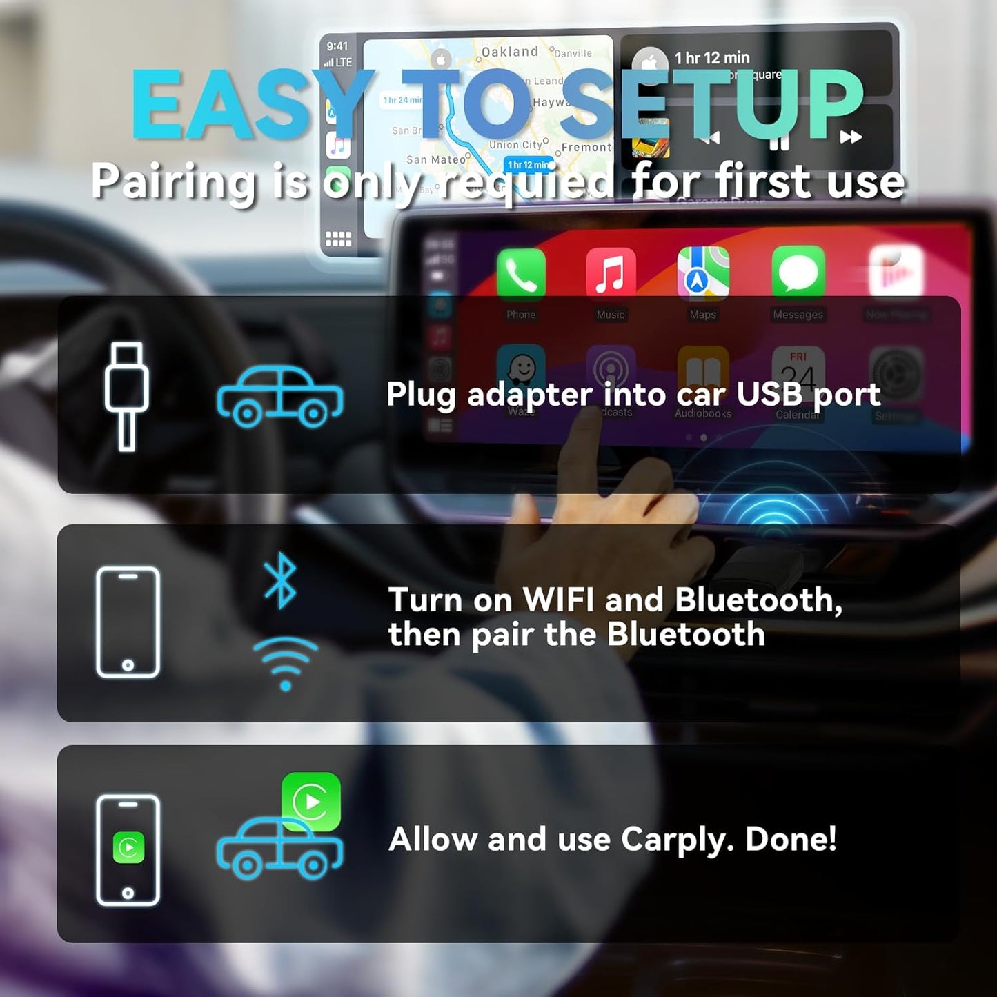 MINIX Wireless CarPlay Adapter for Apple Converts Cars Factory Wired CarPlay to Wireless CarPlay Compatible with iPhone iOS 10+ Slow Latency with USB C