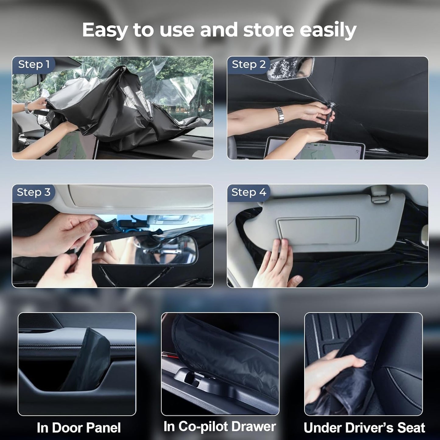 Windshield Sun Shade Umbrella: for Honda HR-V-2023-2024 2025 - Front Custom HR-V Sport Car Window Shades - Double Thickened Foldable HRV Sunshades Block UV Keep Cool