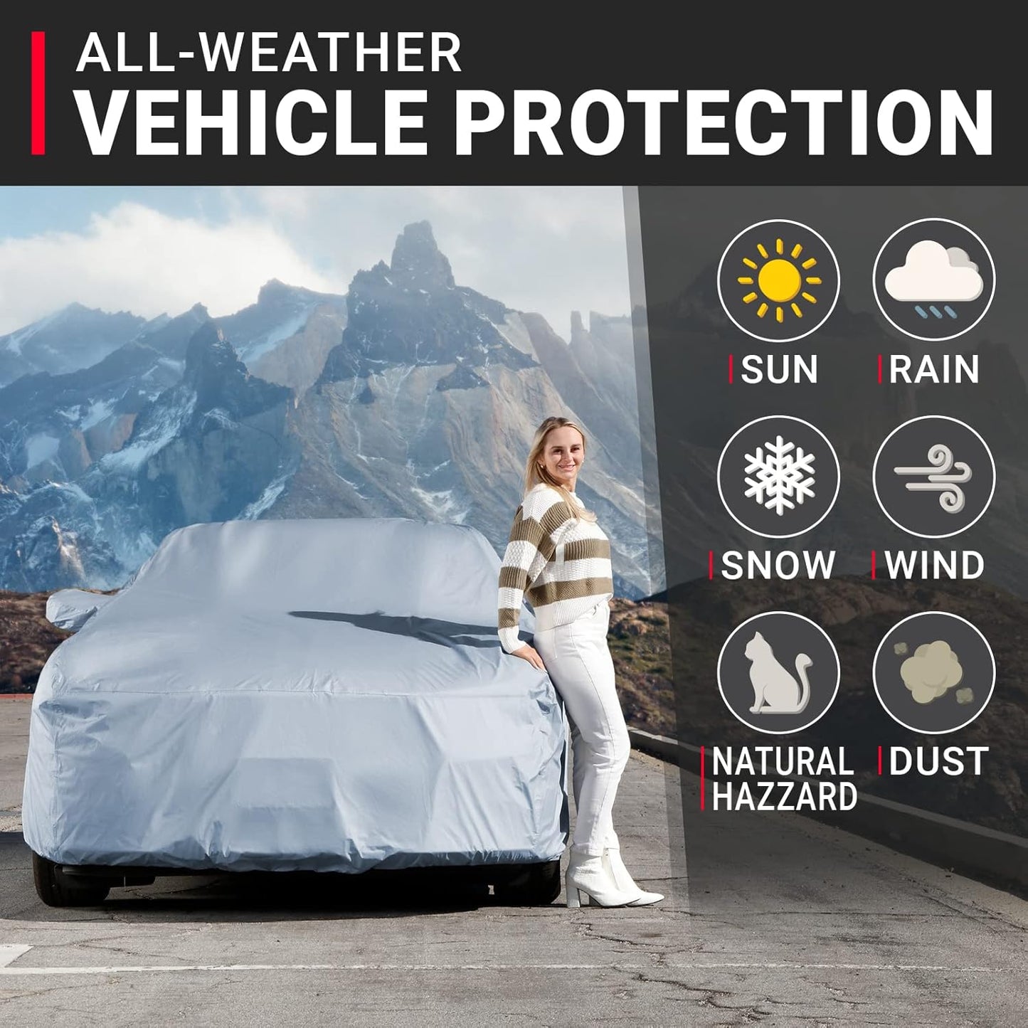 iCarCover Premium Car Cover for 2012-2020 Chevy Sonic Sedan Heavy Duty Waterproof All Weather Automobiles Custom Fit Indoor Outdoor UV Snow Protection Covers with Straps and Bag