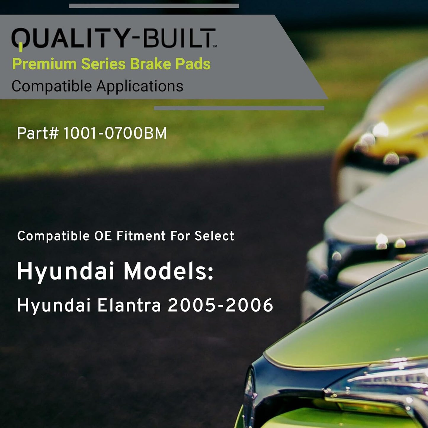 Premium Semi-Metallic Front Brake Pads (1001-0700BM) Compatible with Hyundai Elantra 2005-2006