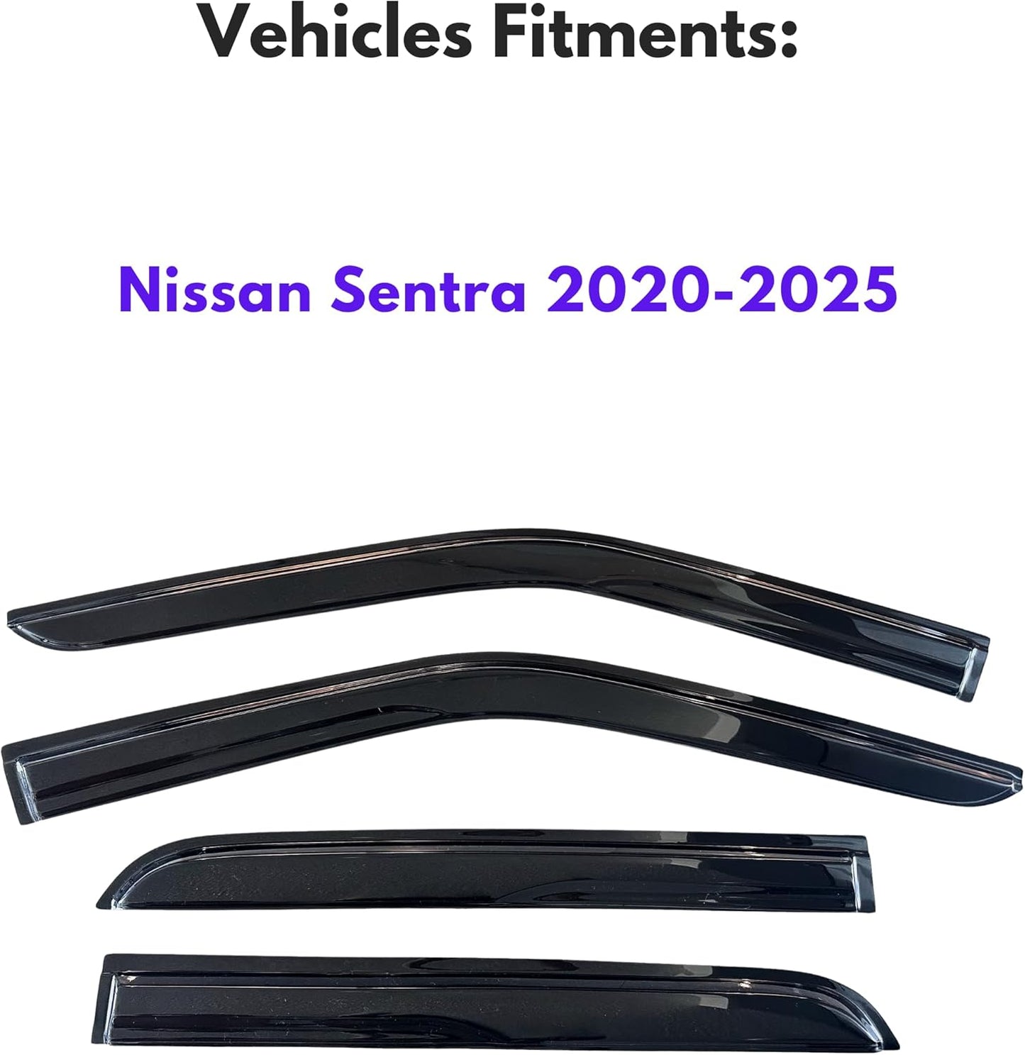 KPY Window Visor Compatible with Nissan Sentra 2020-2025, 4PC Rain Guard Side Window Vent Deflectors Tape-On Mugen Style, 2020 2021 2022 2023 2024 2025