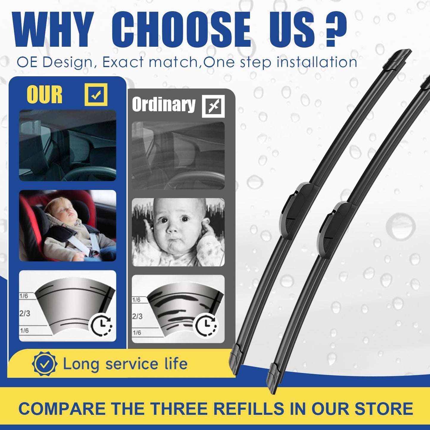 3 wipers Replacement For 2007 2008 2009 2010 2011 2012-2016 MAZDA CX9 CX-9 Original Equipment Replacement Windshield Wiper Blades Set 26"+17"+14" (Set of 3) J HOOK