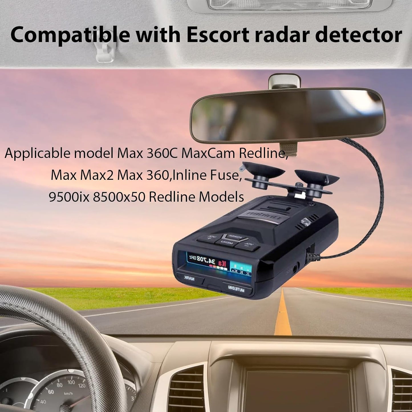 RJ11 Power Cord Compatible with Escort Radar Mirror Wire Detectors,Model (3005201M) Max 360C MaxCam Redline,Max Max2 Max 360,Inline Fuse,9500ix 8500x50 Redline