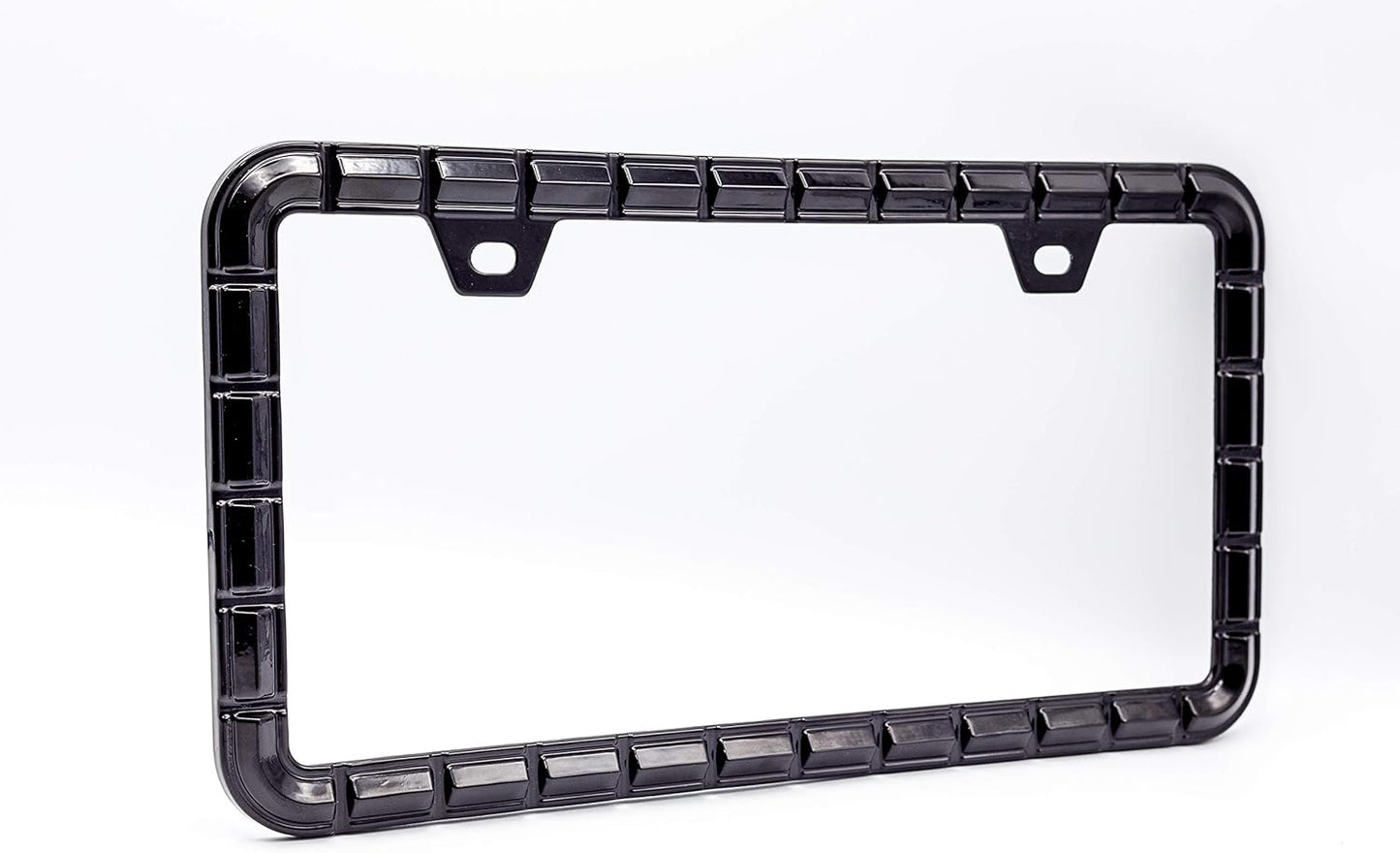 3D Chrome License Plate Frames, Pure Zinc Alloy Metal (Chain Pattern with Black Color)