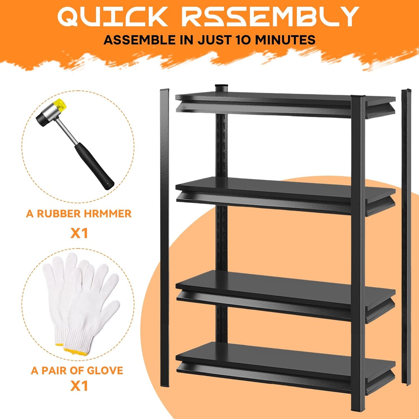 59''H Garage Shelving Heavy Duty Rack, 2400 LBS Large Capacity 4 Tier Adjustable Storage Shelves, Metal Industrial ShelvingUnits for Garage, Basement and Warehouse, 59''H×31.5''W×13.78''D, Black