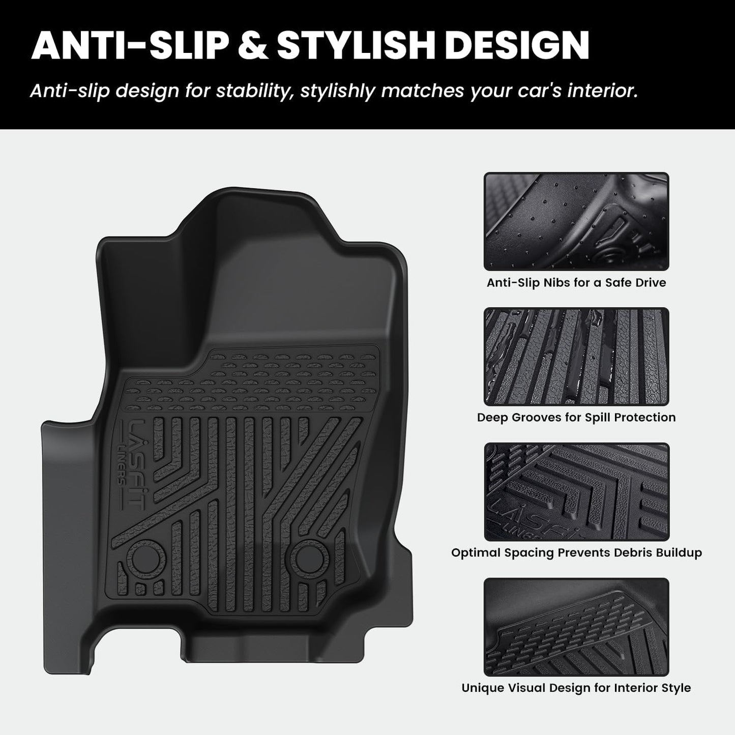 LASFIT Floor Mats for Toyota 4Runner 2025 2026 5 Seats(Not fit Hybrid) wtih Trunk mat&backrest mat, All Weather TPE Custom Fit Floor Liner for 4 Runner SR5/TRD/Limited 6th gen Front&Rear Car Mats