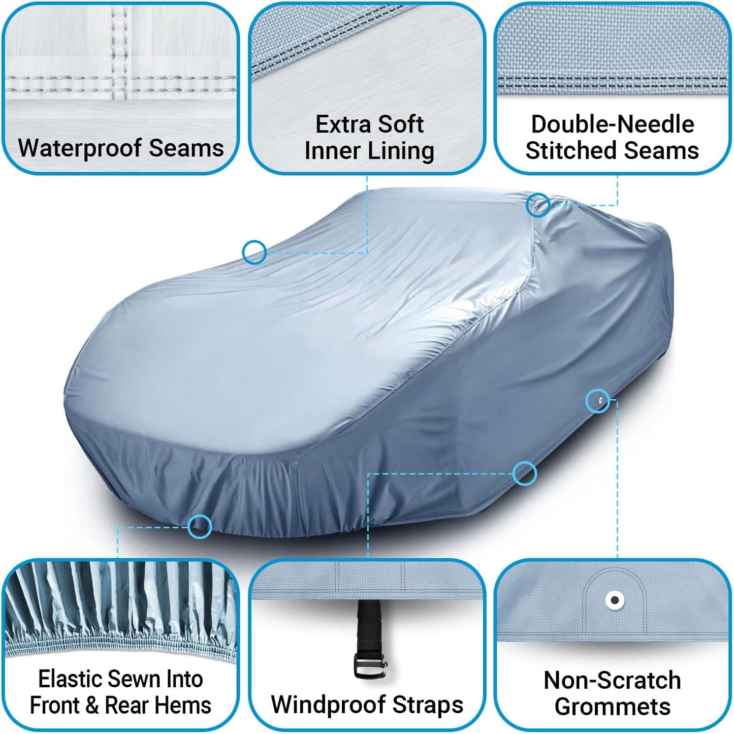 iCarCover Premium Car Cover for 1962-1968 Chevy Chevy II Wagon Heavy Duty Waterproof All Weather Automobiles Custom Fit Indoor Outdoor UV Snow Protection Covers with Straps and Bag