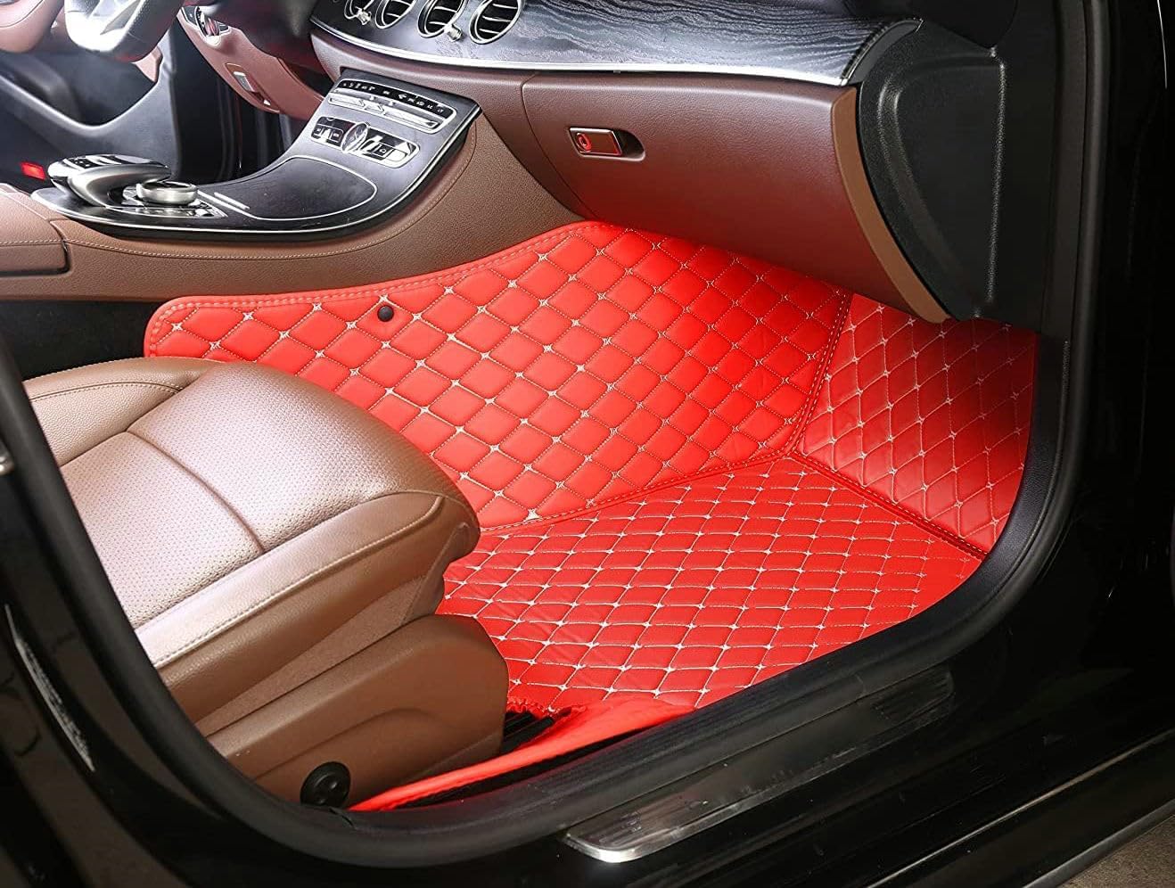 Custom Artificial Leather Waterproof All-Weather Car Floor Mats Fit for 99% Sedan SUV Sports Car Vehicle Car Mat (Gray Black Beige)