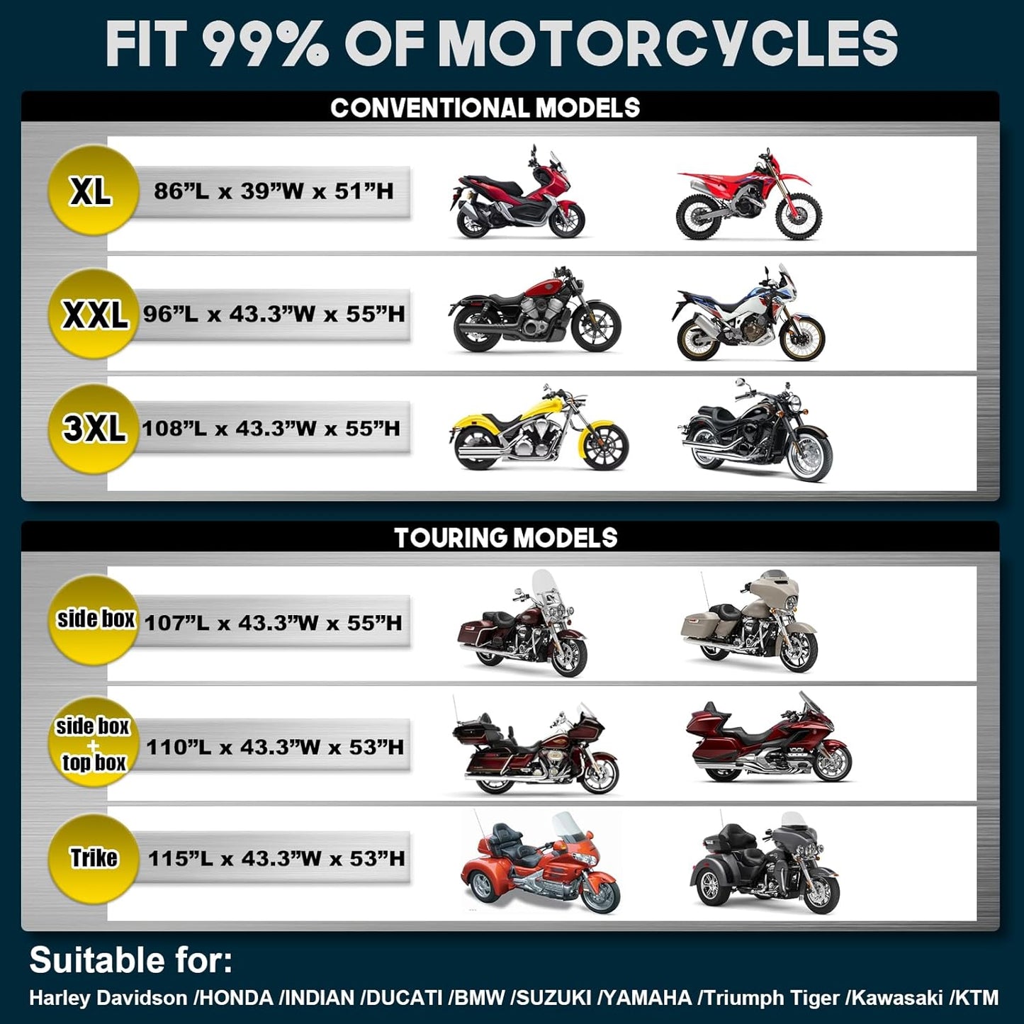 Rosefray Motorcycle Cover with Side Box Heavy Duty 600D Waterproof for Touring Models Harley Davidson Road King,Road Glide,Street Glide, Electra Glide,Low Rider-ST Indoor & Outdoor Storage Red