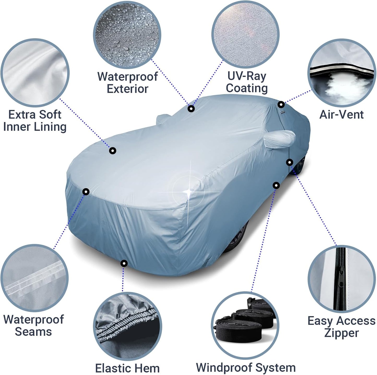 iCarCover Premium Car Cover for 2014-2017 Chevy SS Heavy Duty Waterproof All Weather Automobiles Custom Fit Indoor Outdoor UV Snow Protection Covers with Straps and Bag