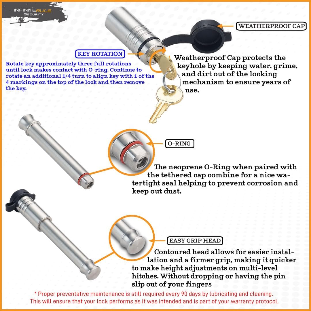 61572 | 2 Pack, Keyed Alike, Receiver Locks for 2" and 2.5" Receiver Class III, IV, V and Gen-Y Hitch Mega Duty 10K LB & 16K LB