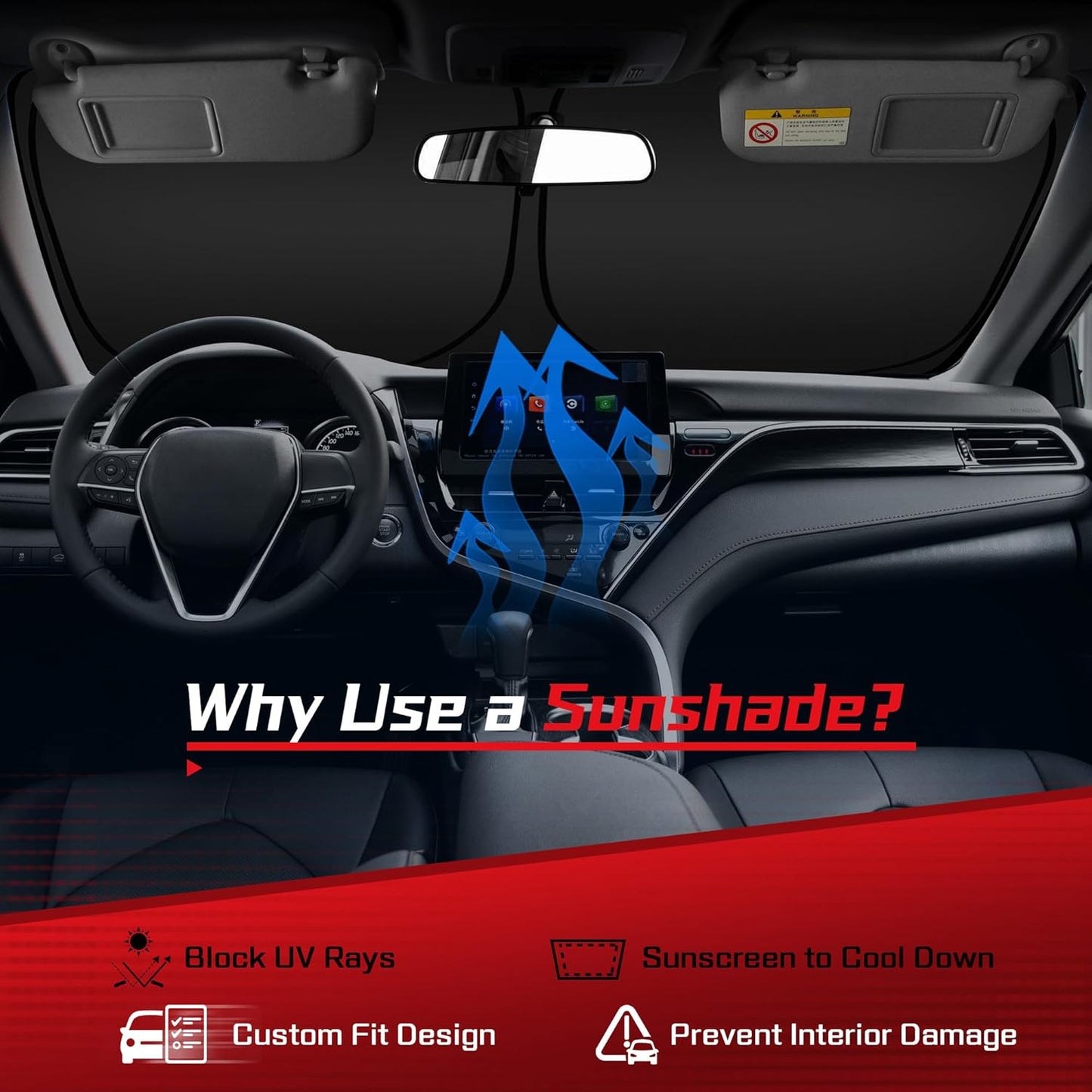 ARISMOTOR Windshield Sun Shade for Toyota Venza 2021-2024, Custom Fit Foldable Front Window Sunshade Sun Visor Protector, Block UV Rays Keep Your Car Cooler