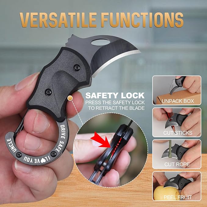 Uncle Gifts for Christmas, EDC Box Cutter, Christmas Birthday Gifts Ideas for Uncle, EDC Gadget Gift for Camping Hiking Fishing, Gift from Niece Nephew
