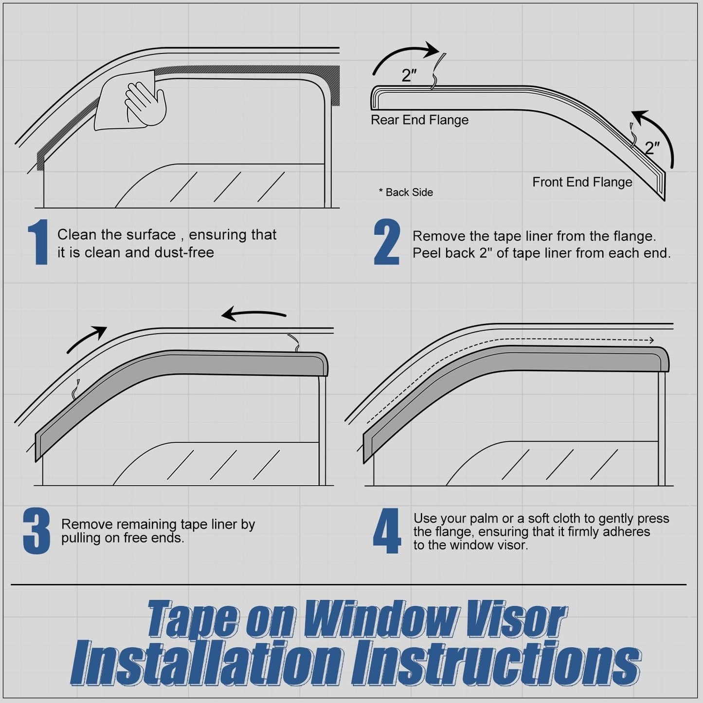 Auto Dynasty 4Pcs Carbon Fiber Pattern Window Visors Compatible with 2005-2010 Pontiac G6, Tape-On Front & Rear Window Deflectors Rain Guards Sun Wind Air Side Vent Shade, Glossy Black