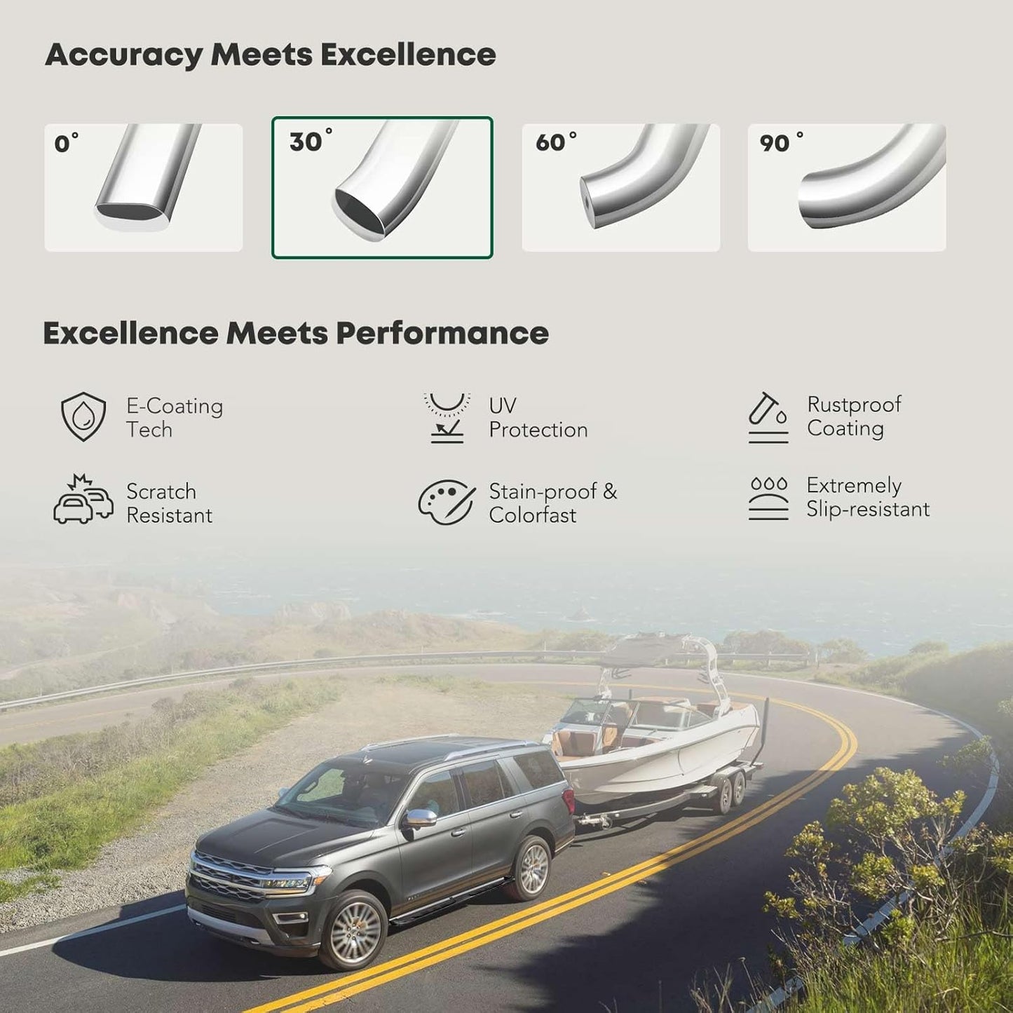 YHTAUTO 5 Inch Running Boards Side Steps Fit 2007-2019 Chevy Silverado & GMC Sierra 1500/2500 HD/3500 HD, Extended/Double Cab, Oval Bent Ends Stainless Steel Polished Chrome, Truck Cab Side Step Rails