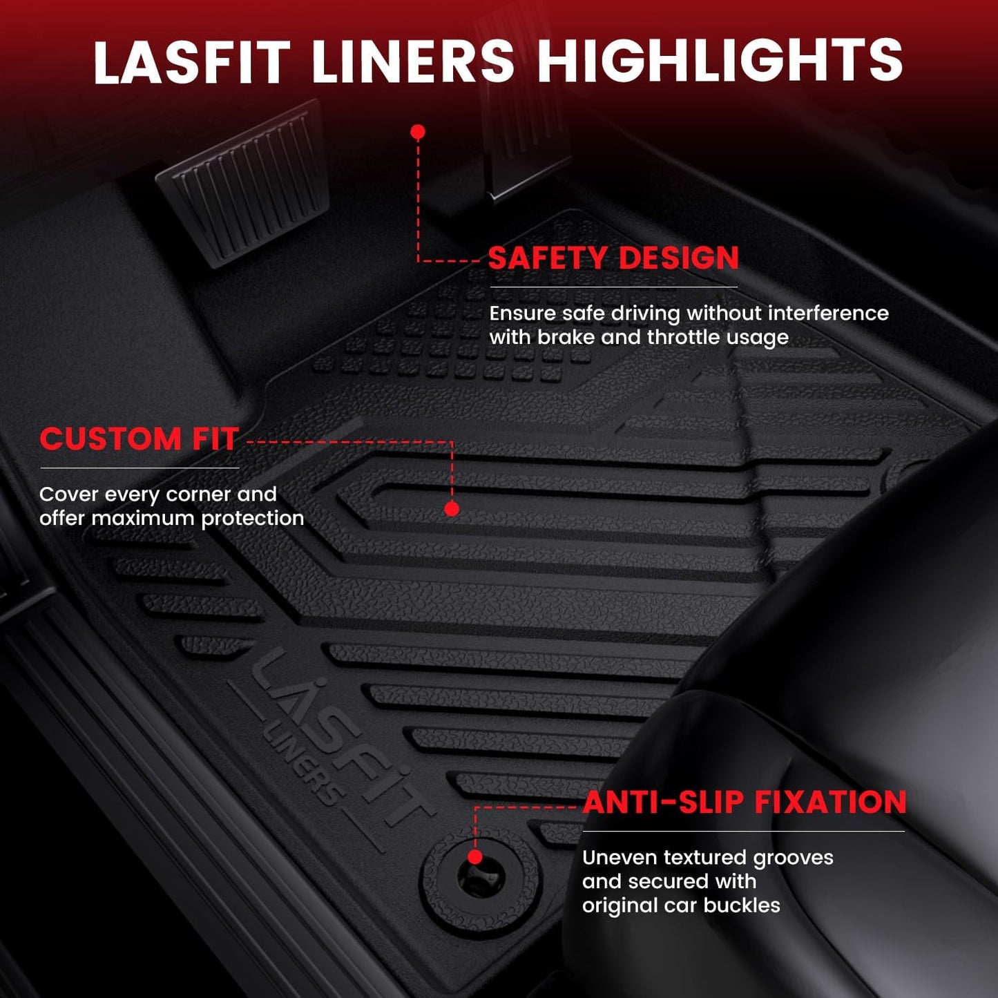 LASFIT Floor Mats for Lexus RX 2022 2021 2020 2019 2018 2017 2016 RX350 RX450h, All Weather Floor Liners Custom Fit TPE Car Mats Front & Rear Mats, Black
