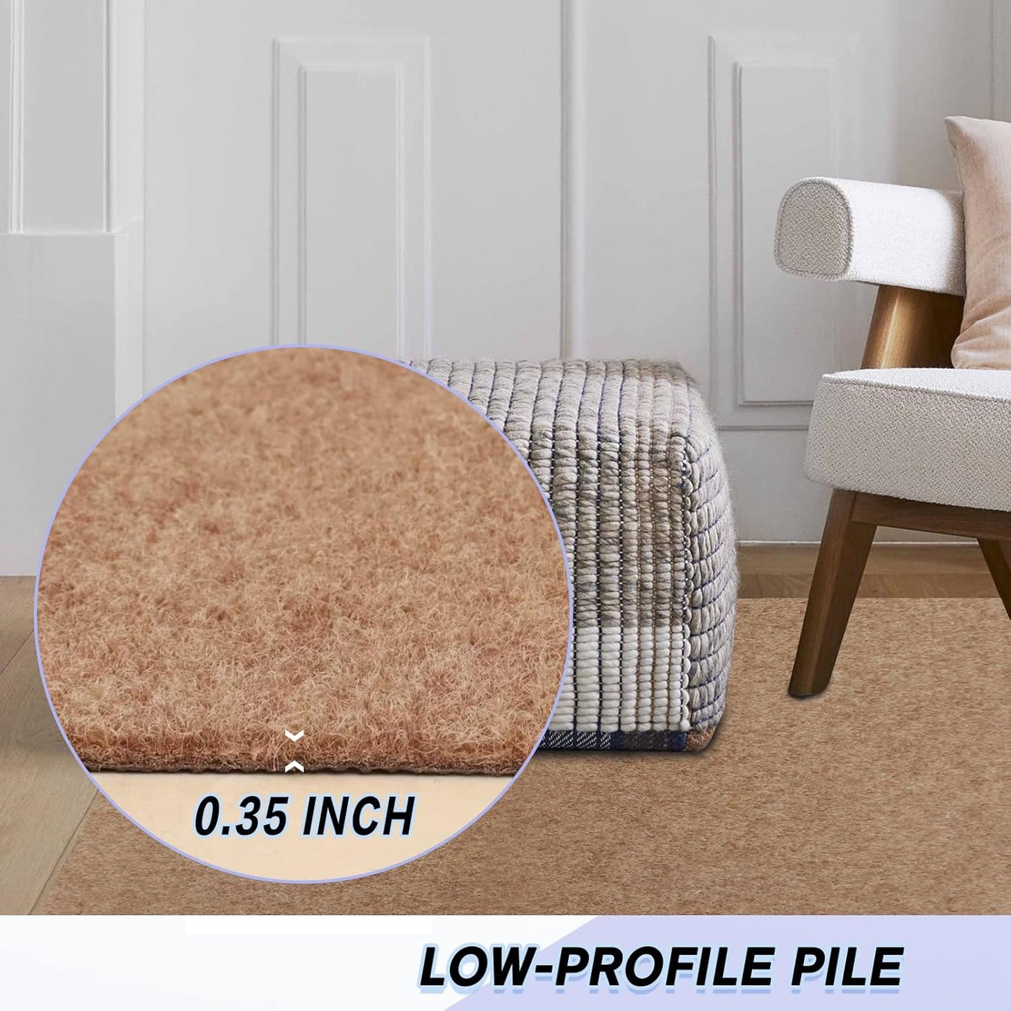 Custom Size Backed Non-Slip Area Rugs Runner, Easy Clean, Waterproof Runner Rugs for Hallway Entryway, Kitchen, Laundry, 3FT x 59FT, Beige