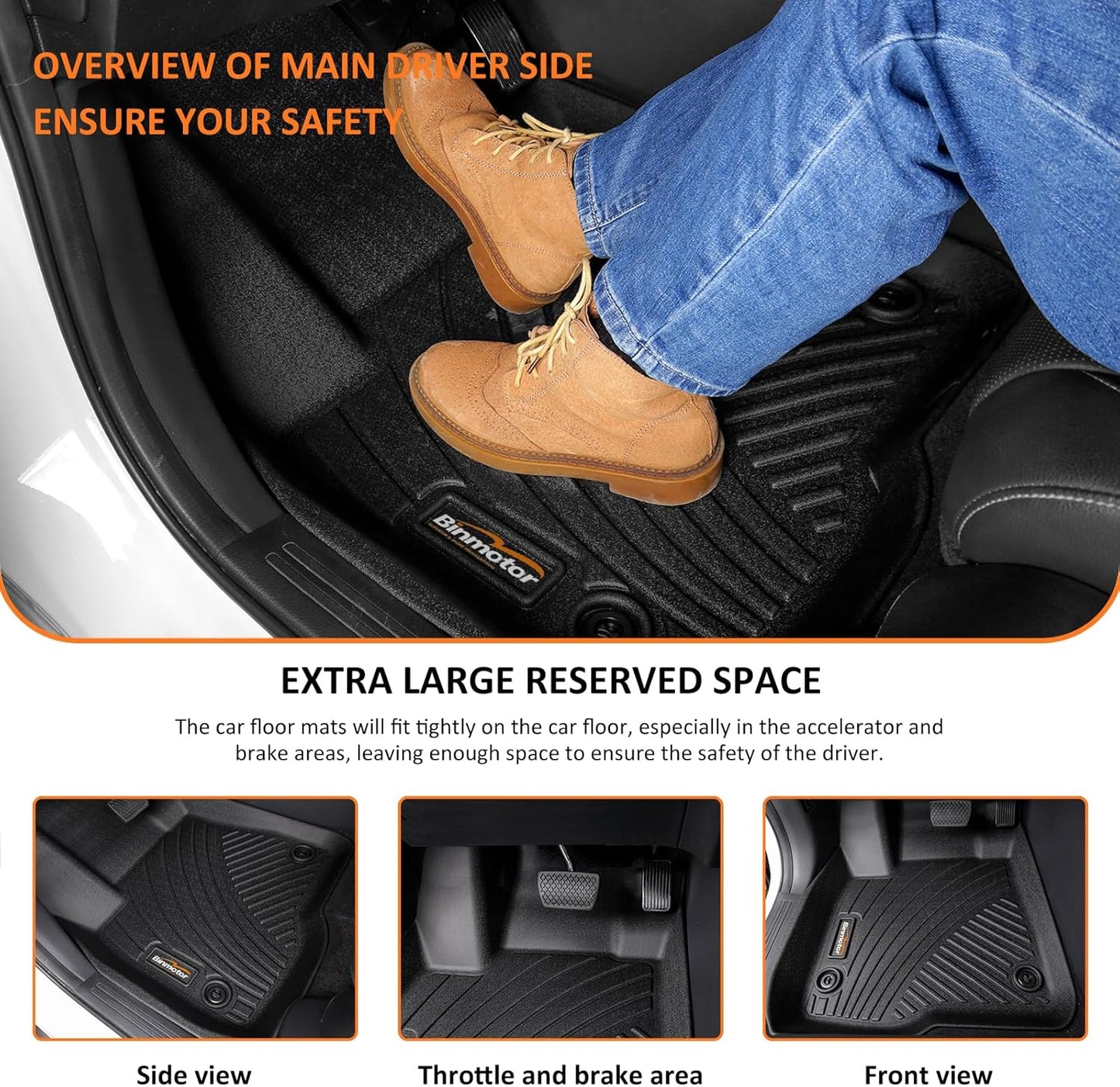 Binmotor-All Weather Floor Mats and Cargo Liner Set for 2024 2025 Mazda CX-90 & CX-90 PHEV（6 & 7 Seater with 2nd Row Bench Seat or Bucket Seat） Seatback Cargo Fit for 6 Seater, for CX90 Accessories