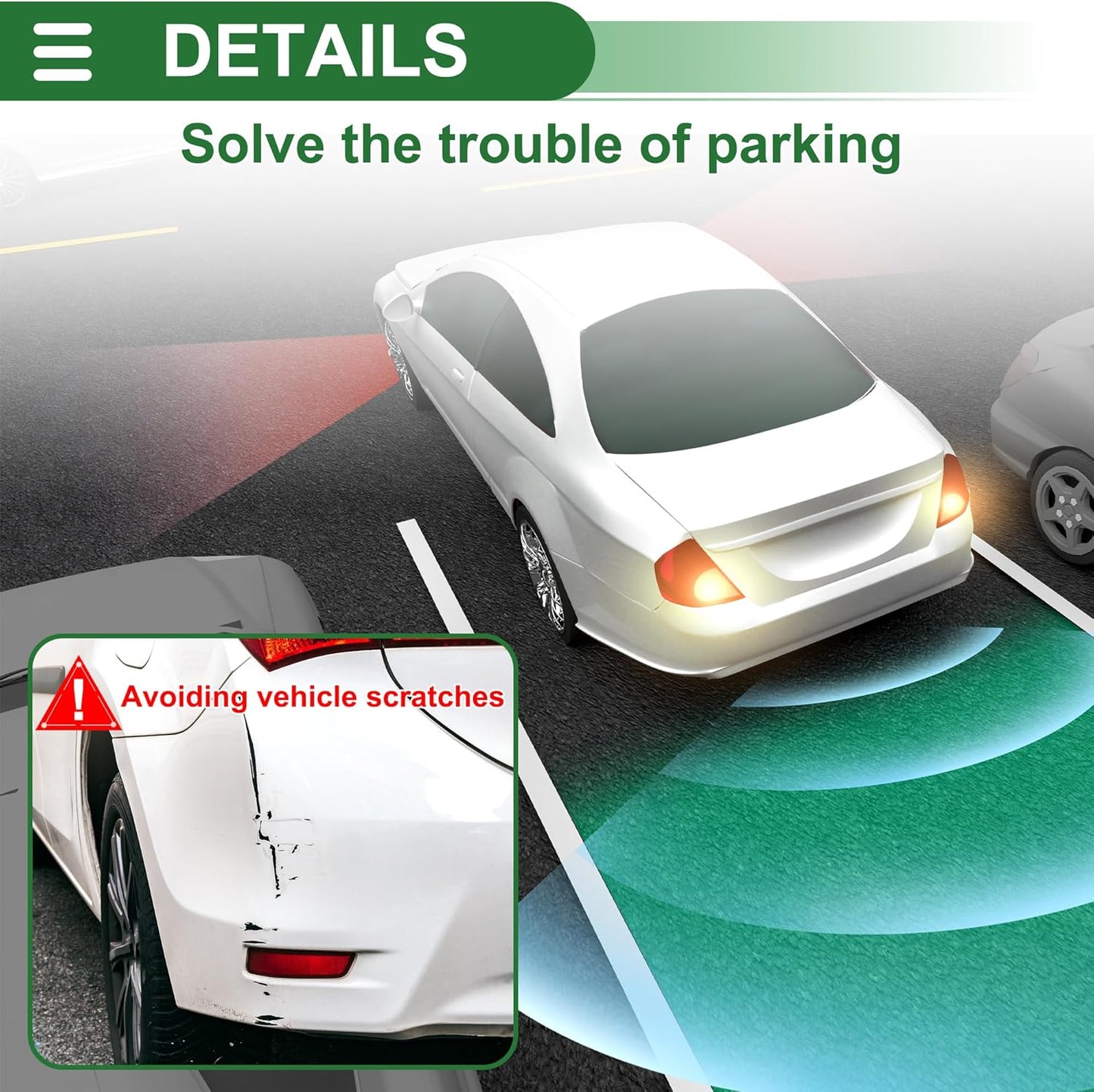 Motoforti Universal Car Auto Vehicle Reverse Backup Radar System Reverse Parking Sensors Alarm Buzzer Reminder Distance Detection Black 2 Pcs Parking Sensors