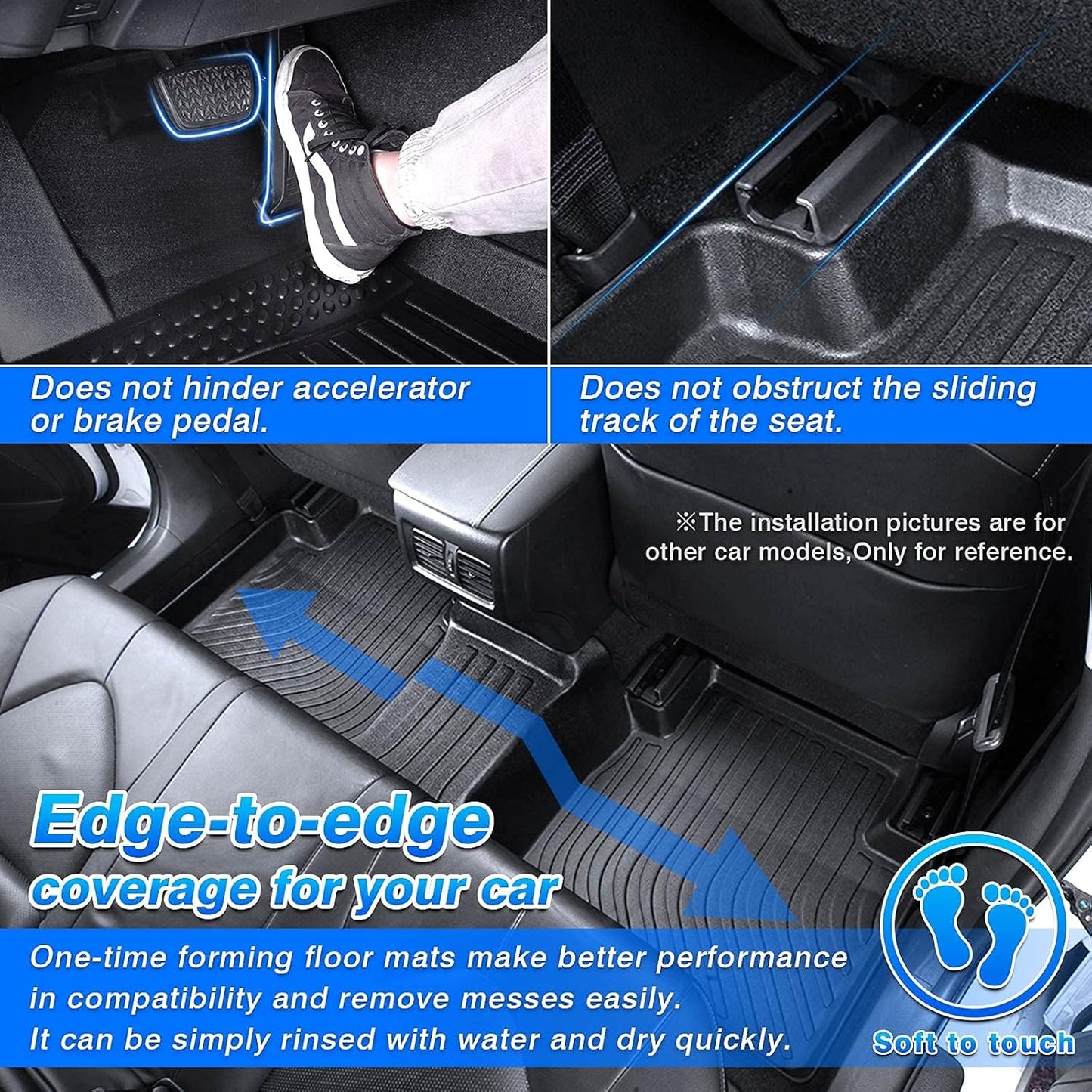 Cartist Floor Mats Fits for Ford Ranger 2019 2020 2021 2022 2023 Accessories All Weather Floor Mat for Ranger Super Crew Floor Liner Heavy Duty Black