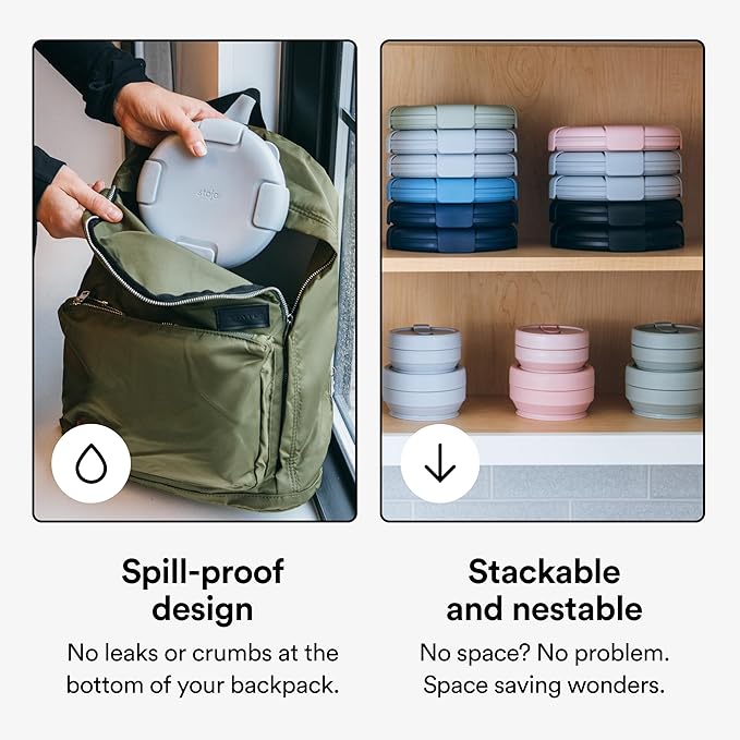 STOJO Collapsible Bowl - Translucent 36oz - Reusable Silicone Bowl (Translucent Sage Green)