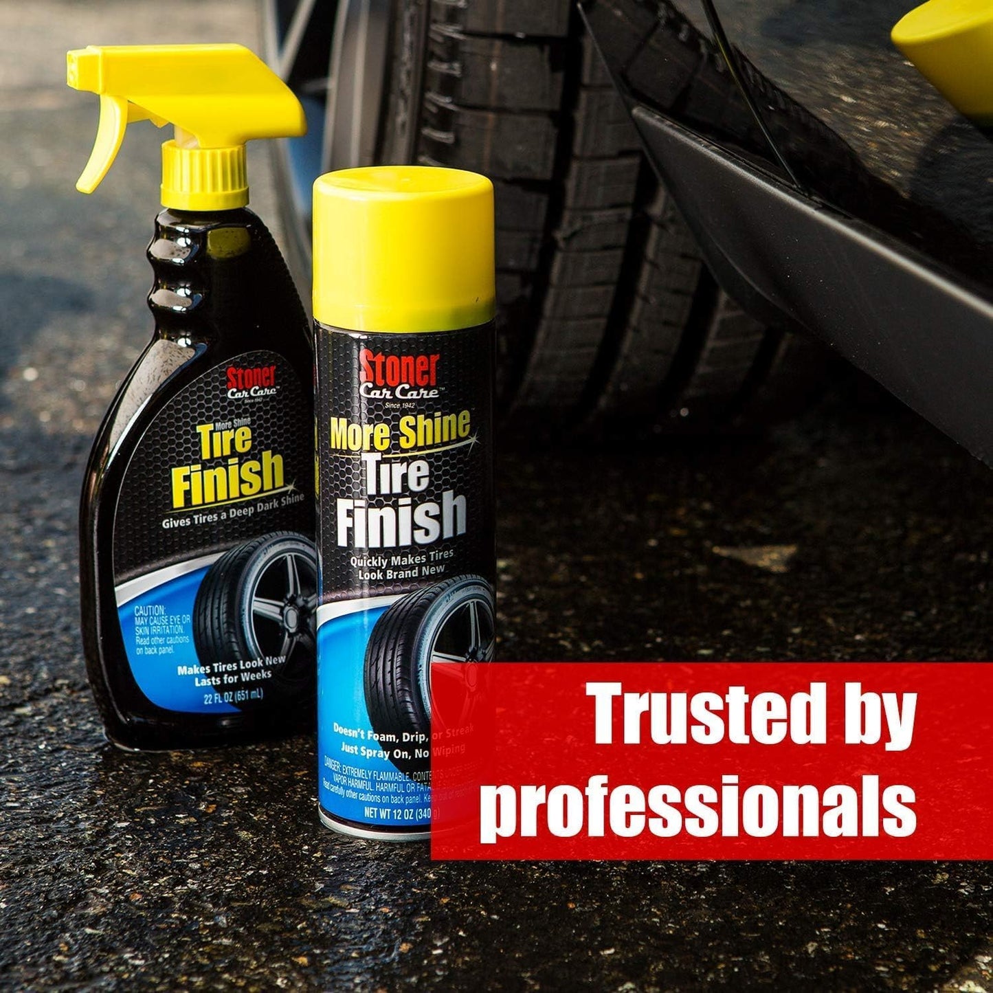 Stoner Car Care 91044-2PK Original More Shine Tire Finish for Tire and Wheel Care Creates a Long-Lasting, Rain-Resistant Tire Shine, Makes Faded Tires Look New, Non-Greasy Formula, 12 Oz, Pack of 2