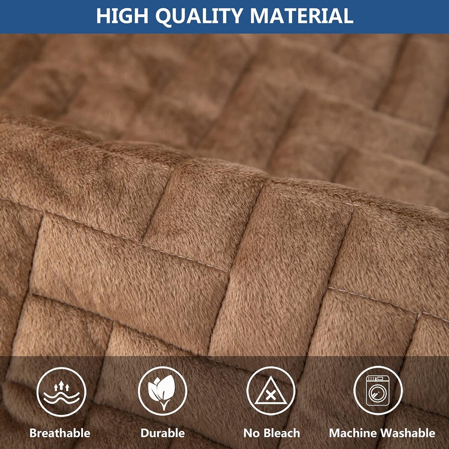 Eismodra Couch Cover,Sectional Couch Covers,Sofa Covers for 3 Cushion Couch,Anti-Slip Sofa Slipcovers for Dogs Cats Kids Loveseat Recliner L Shaped Armrest Backrest,Brown 43''x70''(Only 1 Piece)