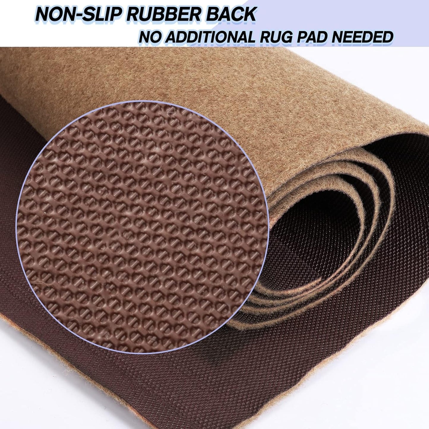 Custom Size Backed Non-Slip Area Rugs Runner, Easy Clean, Waterproof Runner Rugs for Hallway Entryway, Kitchen, Laundry, 4FT x 38FT, Beige