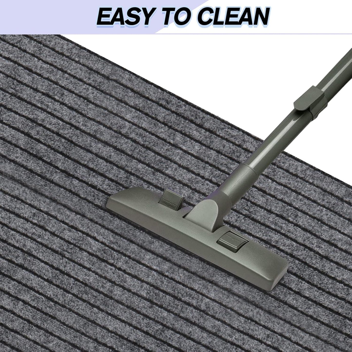 Custom Size Backed Non-Slip Area Rugs Runner, Easy Clean, Waterproof Runner Rugs for Hallway Entryway, Kitchen, Laundry, 3FT x 12FT, Gray Stripe