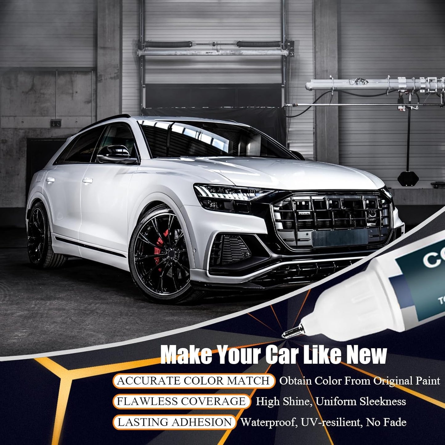 Mythos Black Metallic(LY9T/0E) Touch Up Paint Compatible with Audi, Car Paint Pen Scratch Repair Two-In-One Touch Up Paint, Premium Car Scratch Remover for Deep Scratches