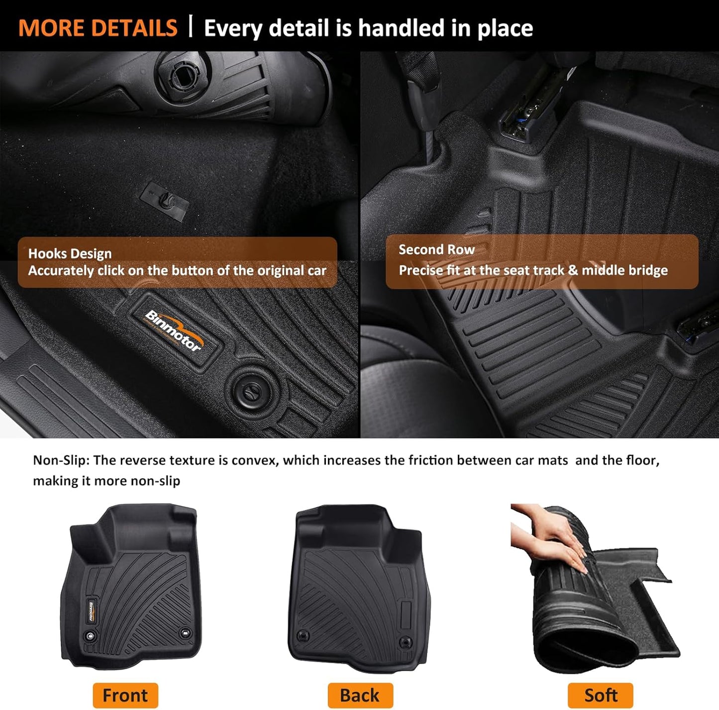 Binmotor-Floor Mats & Cargo Liner Custom for Genesis GV80 5-Seater 2021-2025, 1st & 2nd Row & Cargo Mat Full Set, Heavy Duty Car Floor Liners for Genesis GV80 Accessories