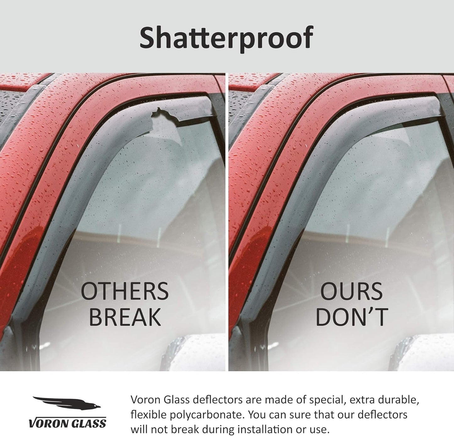 Voron Glass in-Channel Extra Durable Rain Guards for Volkswagen Atlas 2018-2025, Window Deflectors, Vent Window Visors, 4 Pieces - 200256