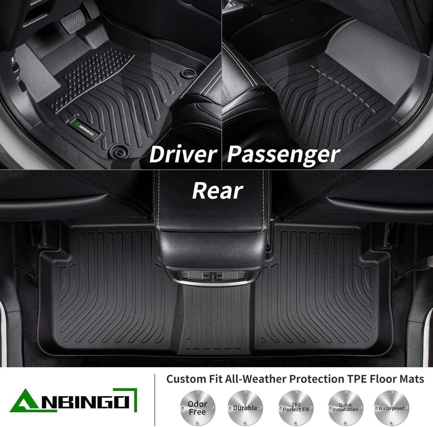 ANBINGO®-Floor Mats for Mazda 3 2014-2018 All Weather Protection TPE Anti-Slip Car Full Set Floor Liners Custom Accessories