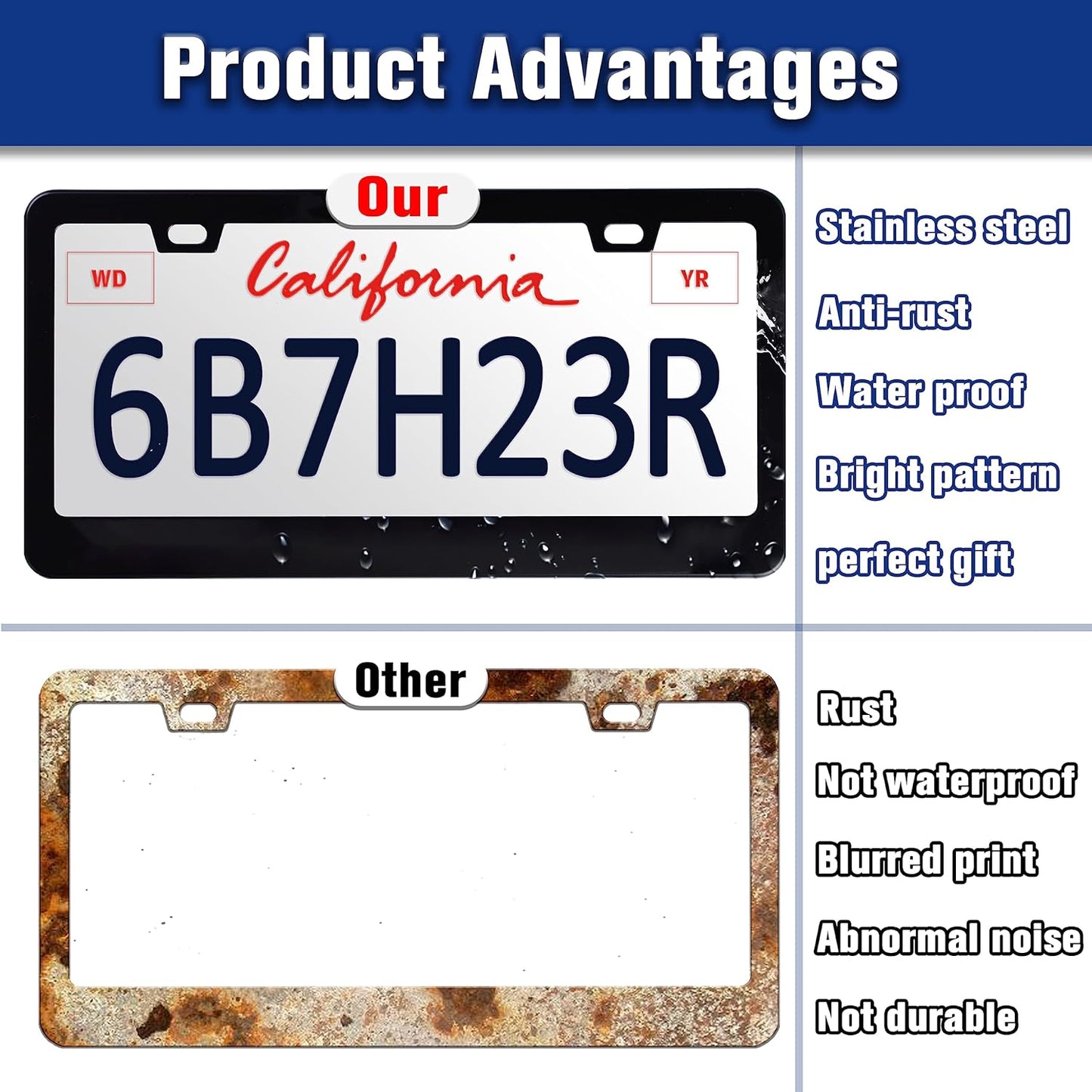 I'm Not Lost I'm Exploring License Plate Frame Adventure Forest License Plate Holders Funny Stainless Steel Auto Accessory Bracket 2 Hole with Screws Universal Us Car License Plate Frames 6x12 Inch