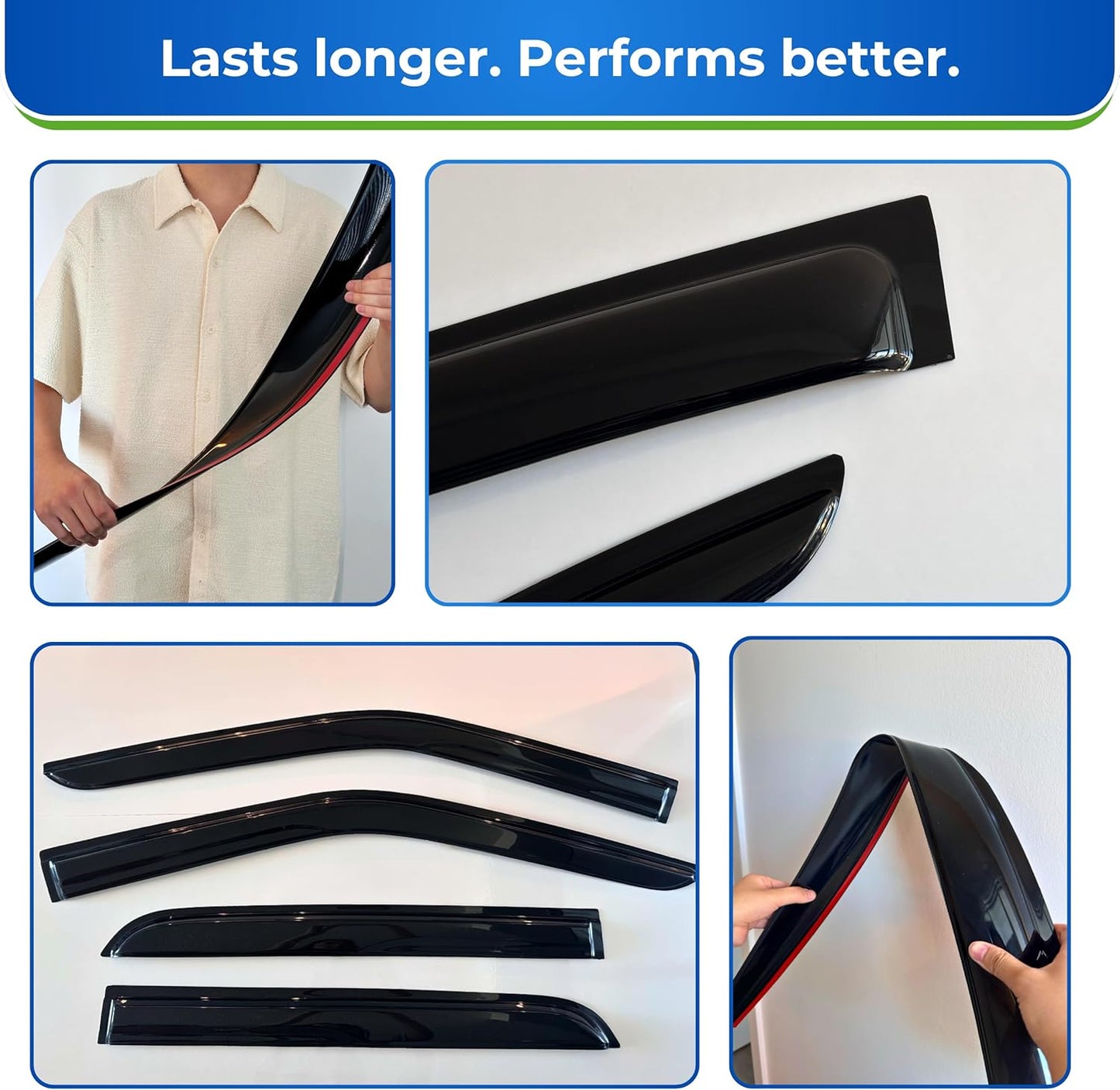 KPY Window Visor Compatible with Mazda 3 Sedan 2010-2013, 4PC Rain Guard Side Window Vent Deflectors Tape-On Mugen Style, 2010 2011 2012 2013