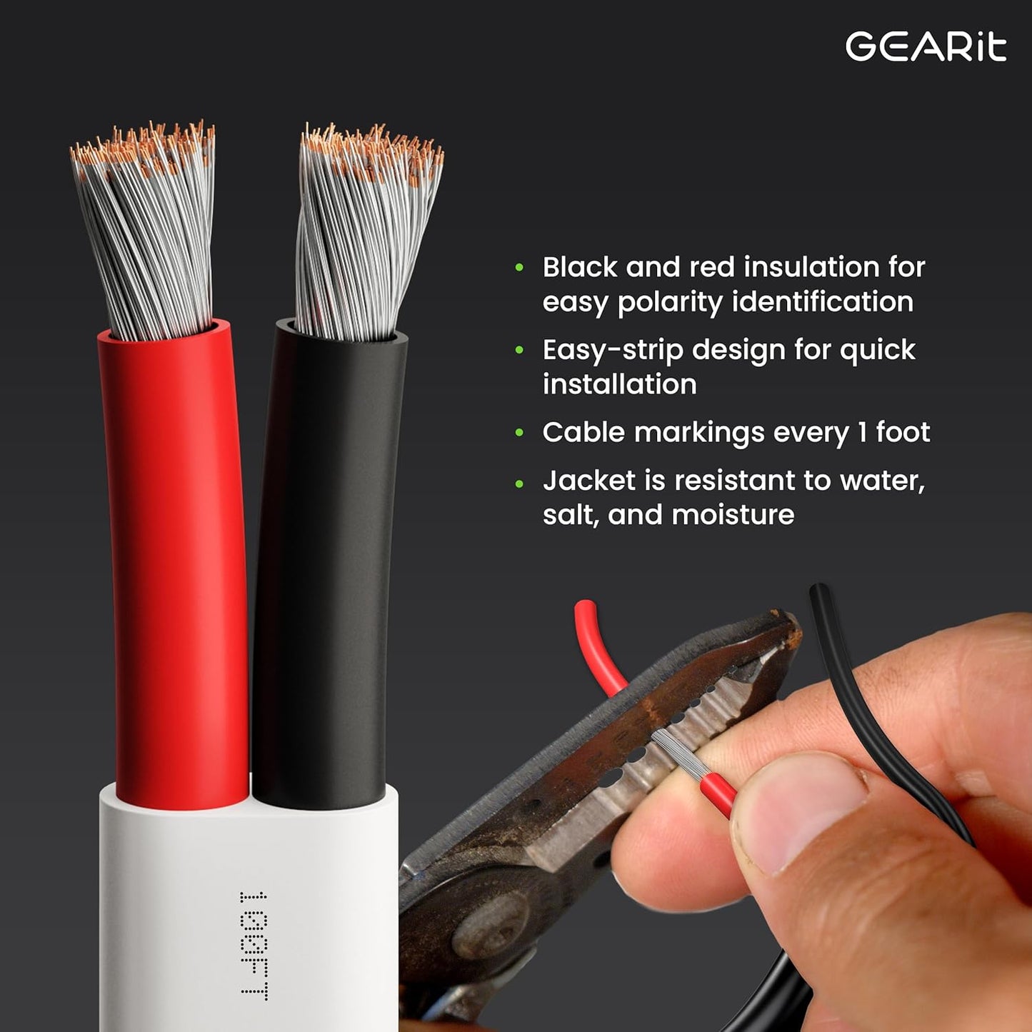 GEARit Speaker Wire 12 Gauge (100ft), Red/Black Speaker Cable 12AWG, Duplex 2-Conductor, Speaker Wires for Boat, RV, Camper, Trailer, Automotive, in-Wall and Outdoor Use