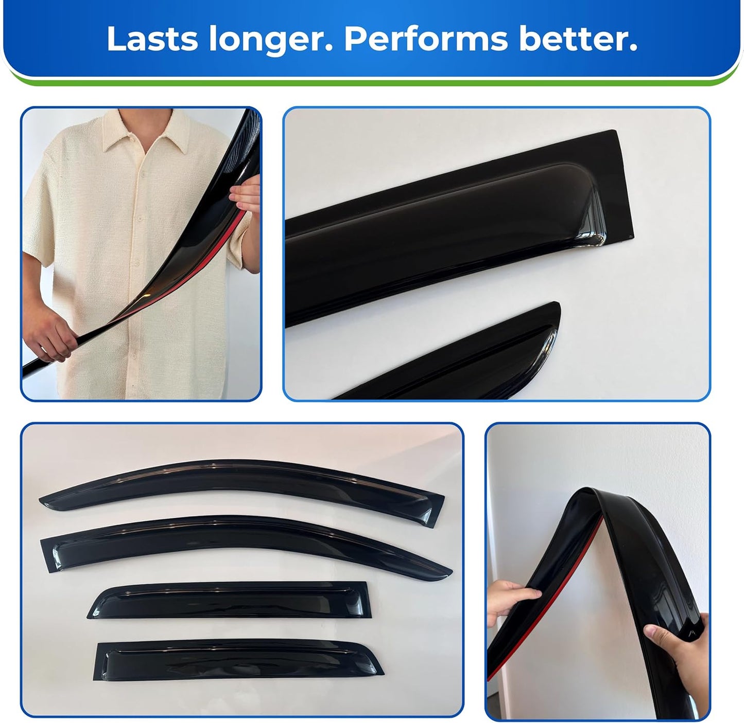 KPY Window Visors Compatible with Mitsubishi Mirage G4 Sedan 2024, 4PC Rain Guard Side Vent Deflectors Tape-On Style, 2024 (Sedan Only)