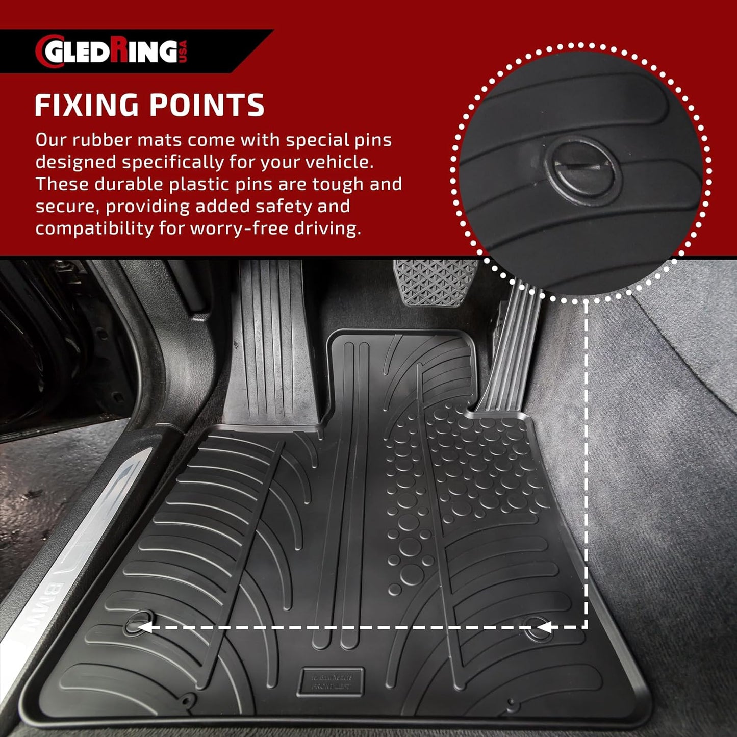 Gledring USA Custom Fit Rubber Mats Combo Pack Intended for Land Rover Range Rover Velar 2017-2022, No Trimming Required, Tailored Custom Fit, All-Weather, Protects from Rain, Mud, & Snow