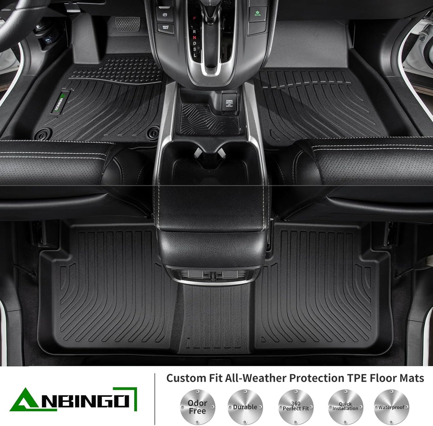 ANBINGO®-Car Mats Custom for Ford Ranger 2024-2019 (SuperCrew Cab) All Weather for Ford Ranger Floor Mats Protection TPE Waterproof Ranger Car Floor Liners, for 2024 Ranger Accessories