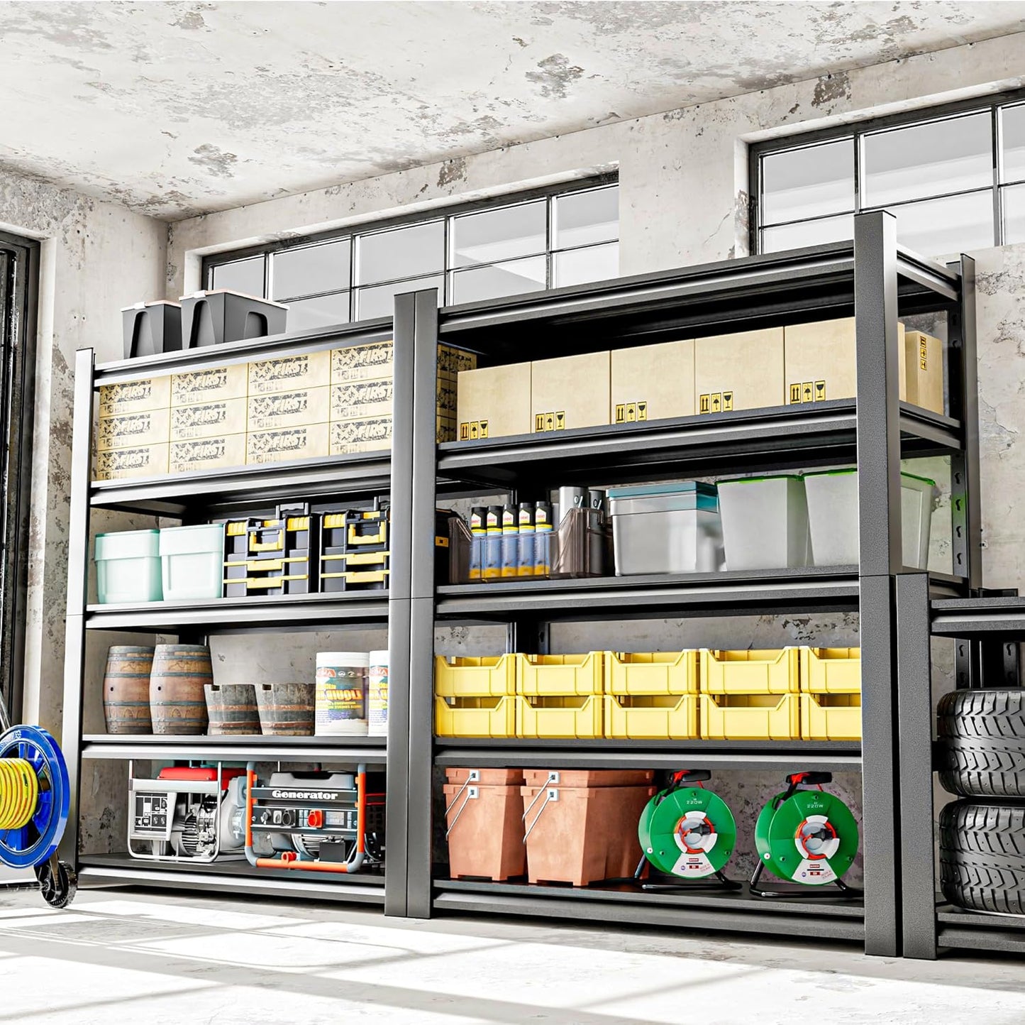 Storage Shelves Garage Shelving Heavy Duty - 72''H Garage Shelves Adjustable 5 Tier Metal Shelving Unit Storage Rack Shelving Industrial Utility Shelf 16" D x36 W x72 H（2 Pieces）
